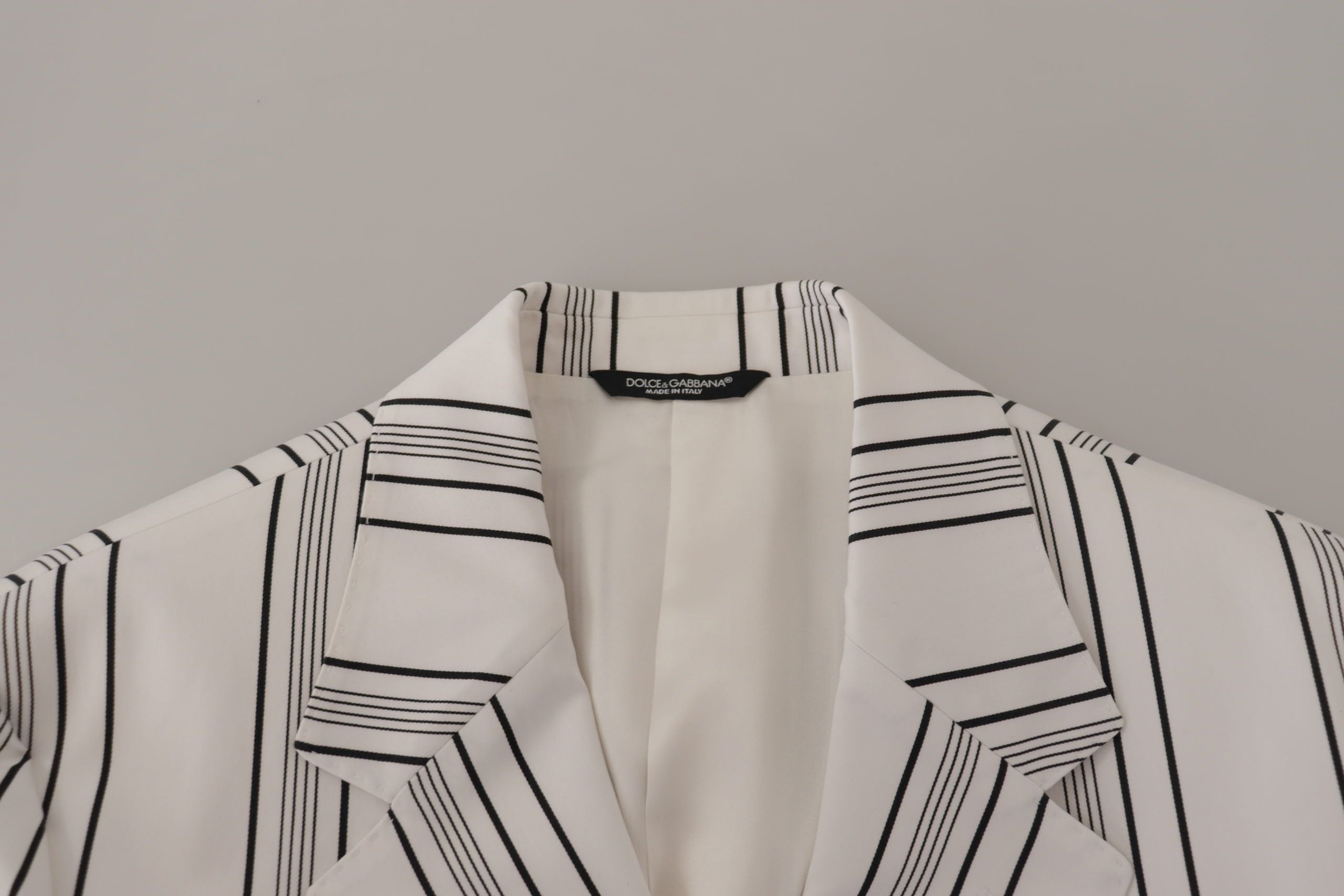 Dolce & Gabbana White Stripes Cotton Single Breasted Men's Blazer