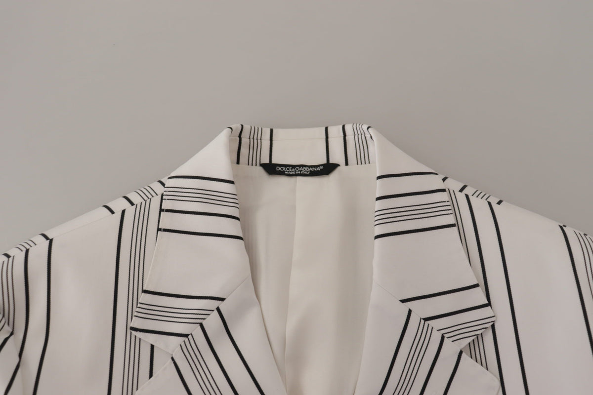 Dolce & Gabbana White Stripes Cotton Single Breasted Men's Blazer