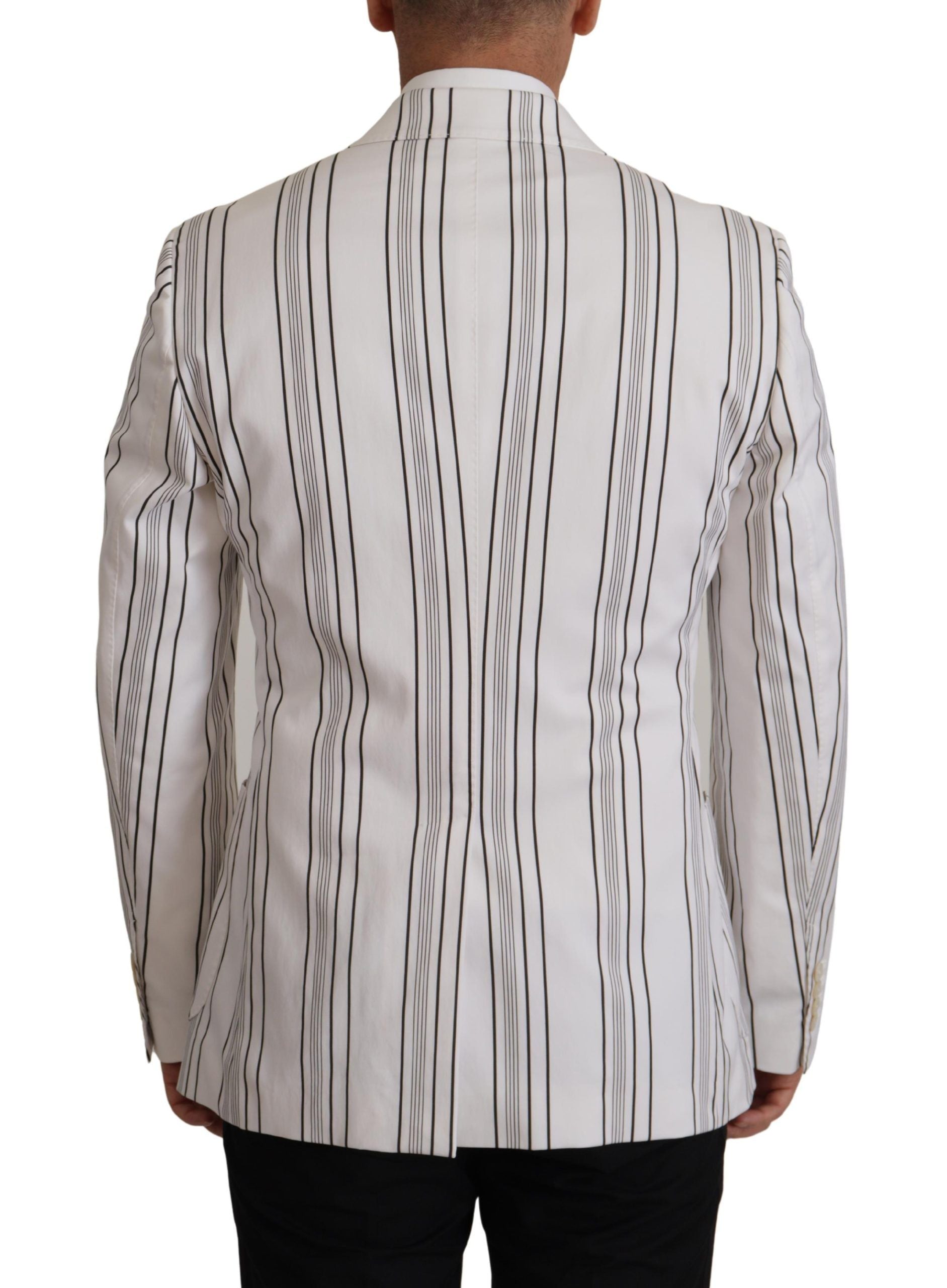 Dolce & Gabbana White Stripes Cotton Single Breasted Men's Blazer