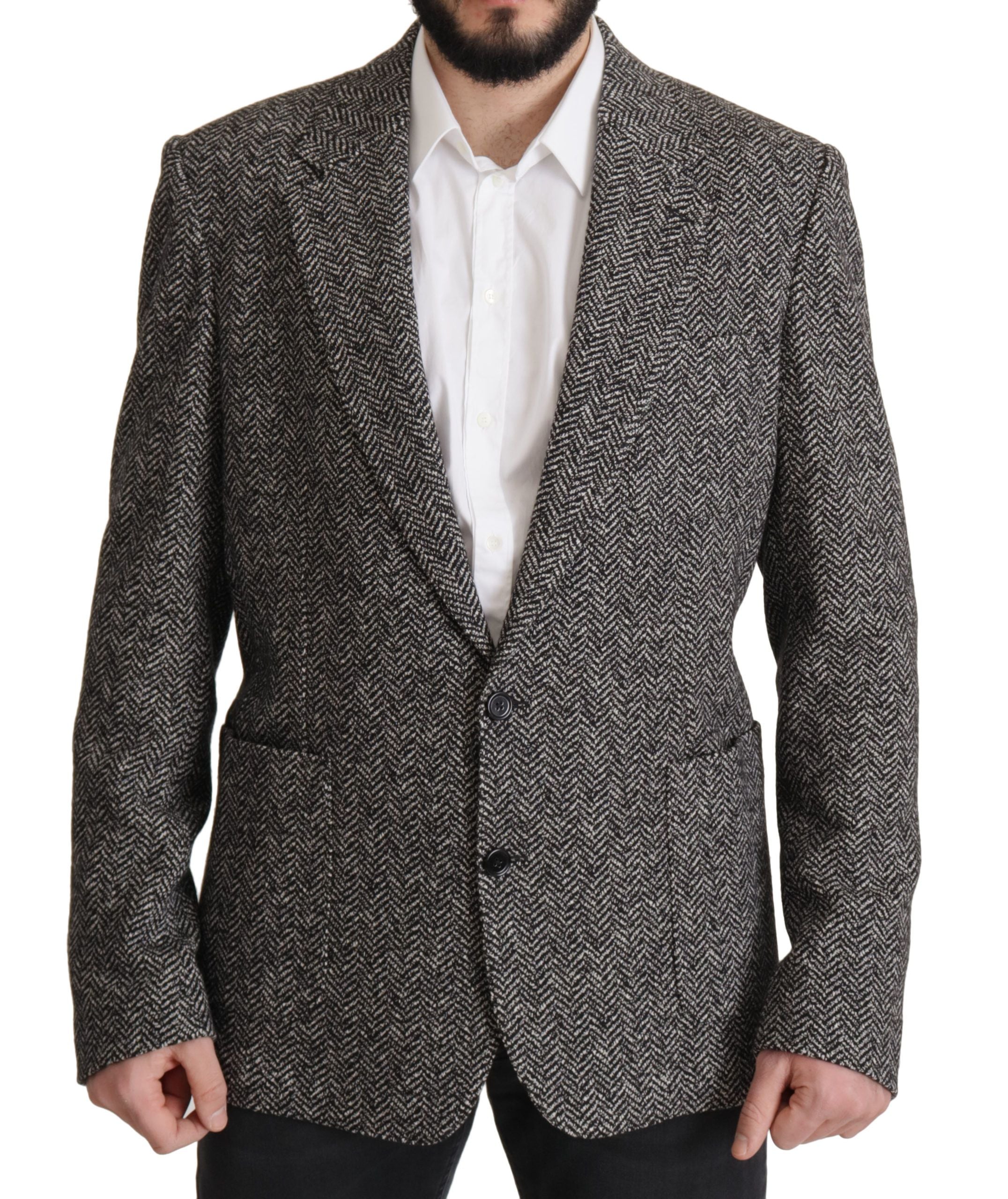 Dolce & Gabbana Gray Cotton Single Breasted Fantasy Men's Blazer