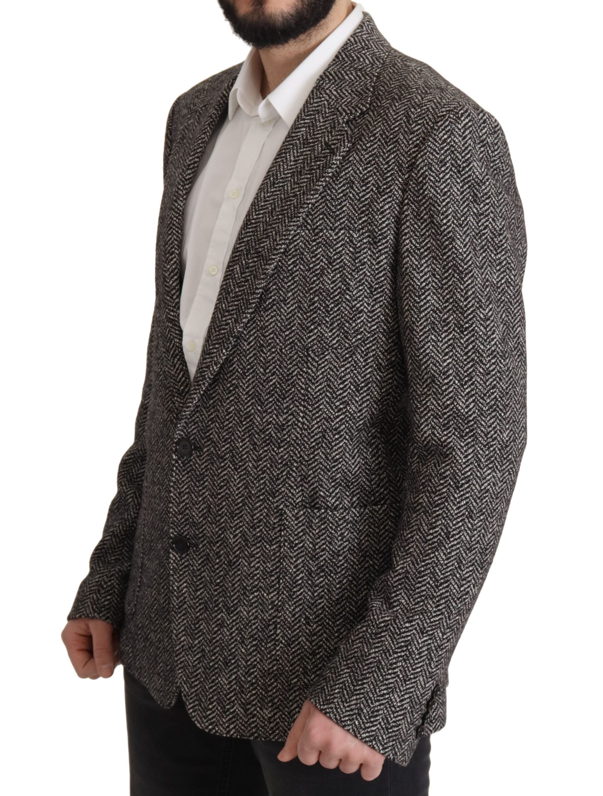 Dolce & Gabbana Gray Cotton Single Breasted Fantasy Men's Blazer