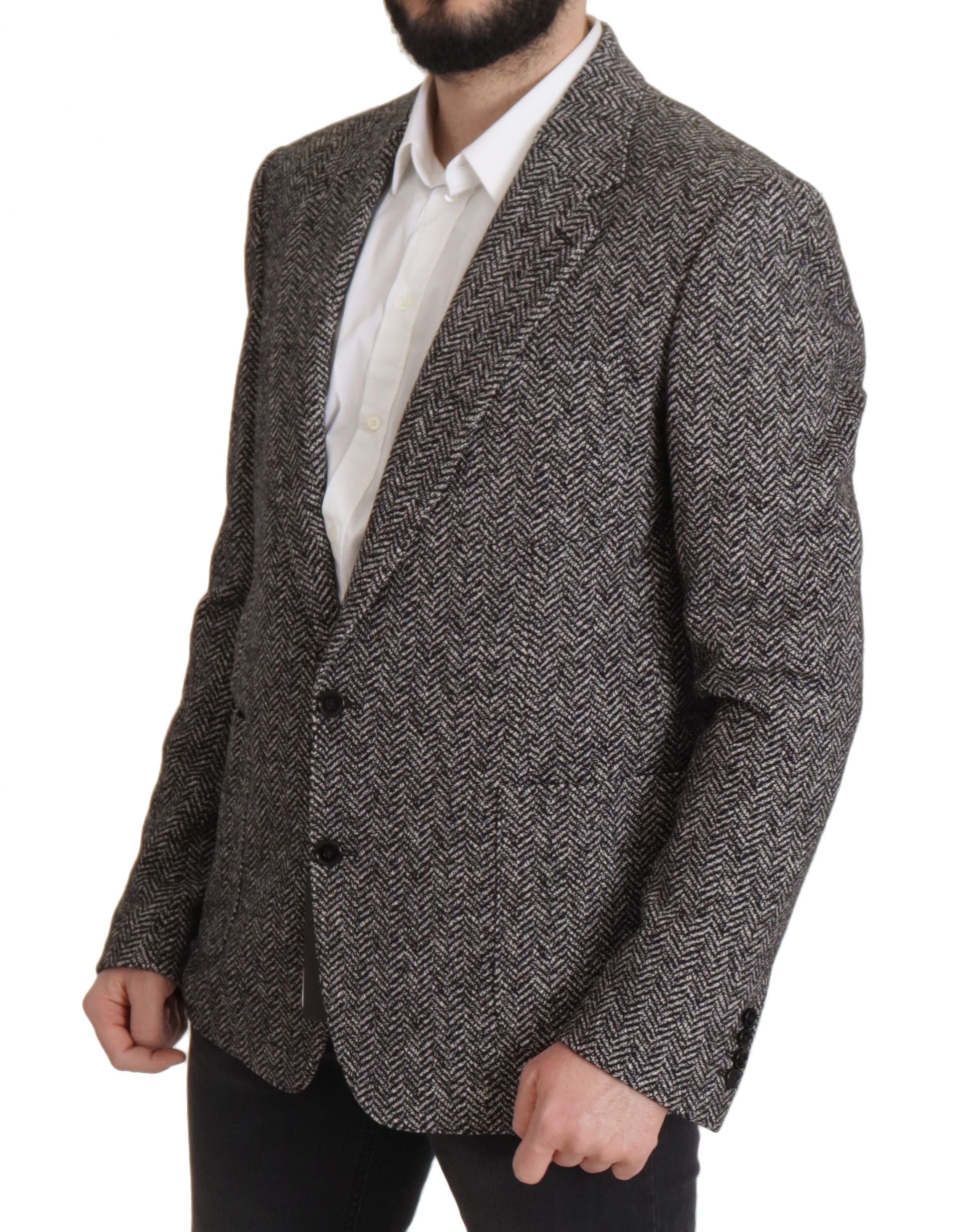 Dolce & Gabbana Gray Cotton Single Breasted Fantasy Men's Blazer