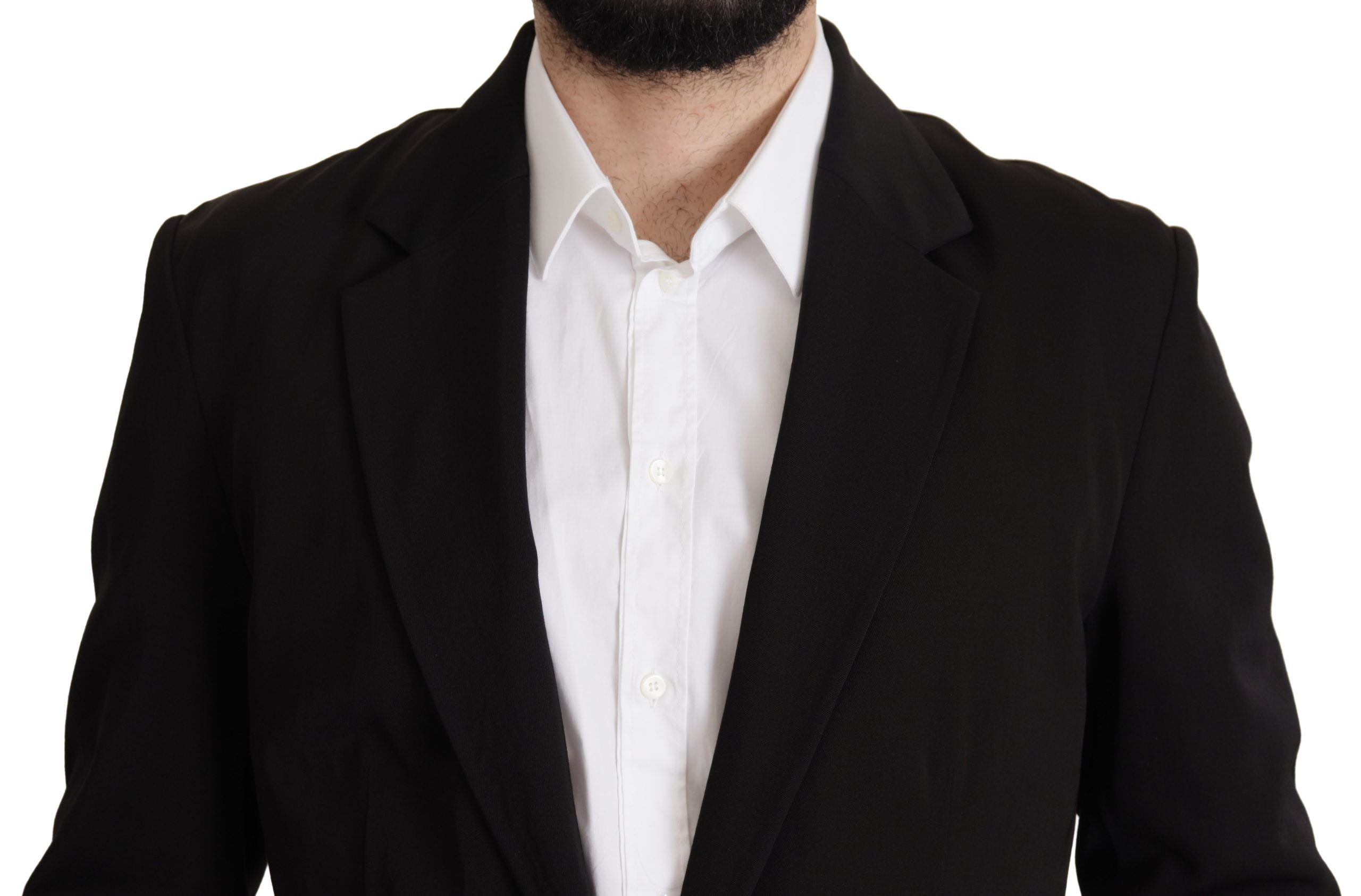 Dolce & Gabbana Black Wool Single Breasted Coat Men's Blazer