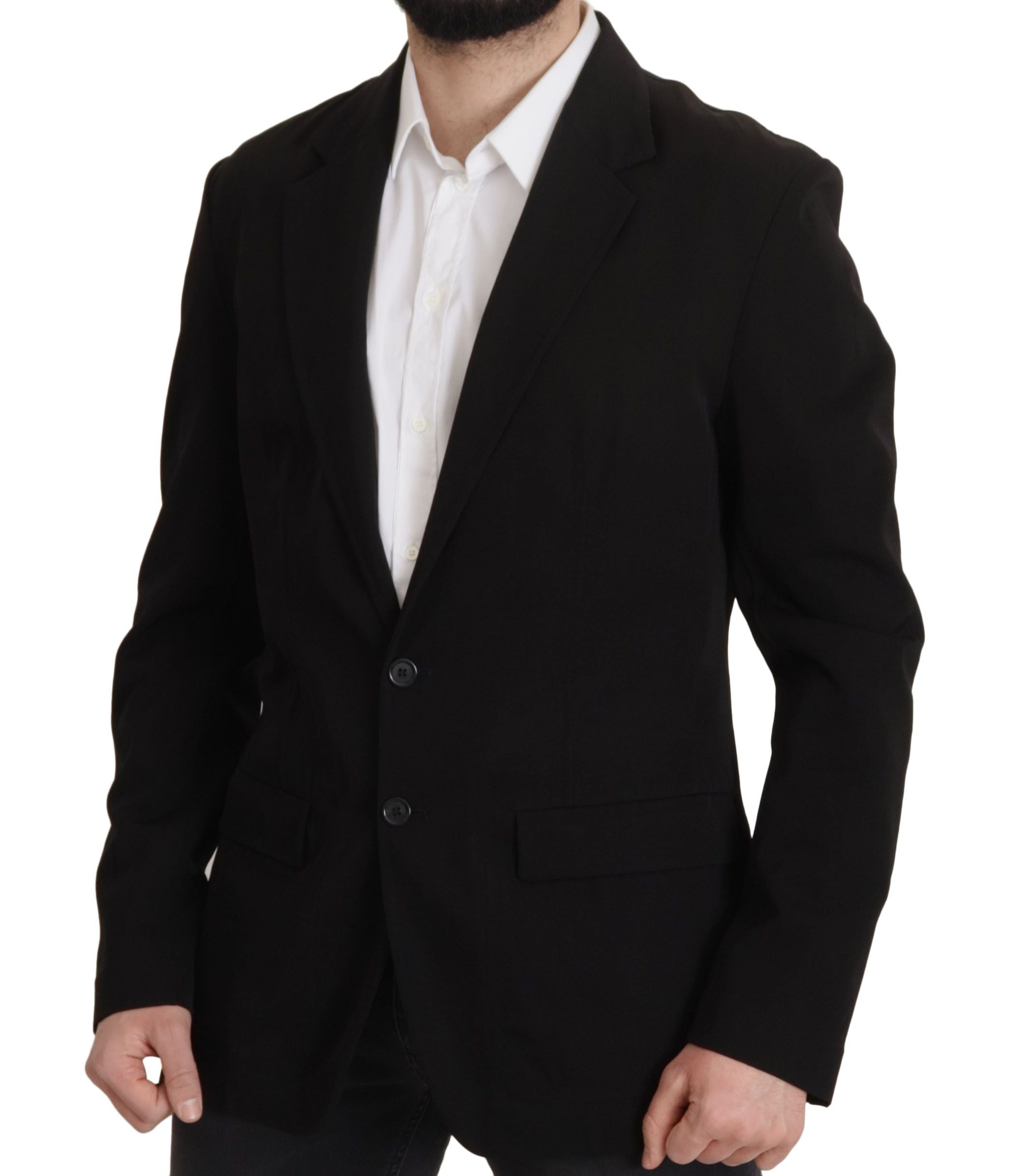 Dolce & Gabbana Black Wool Single Breasted Coat Men's Blazer