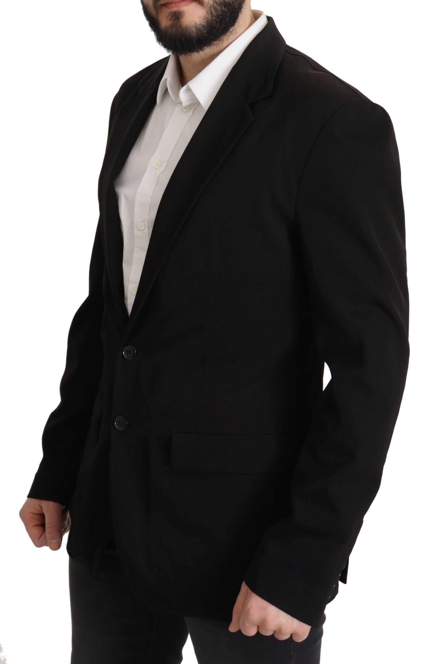 Dolce & Gabbana Black Wool Single Breasted Coat Men's Blazer