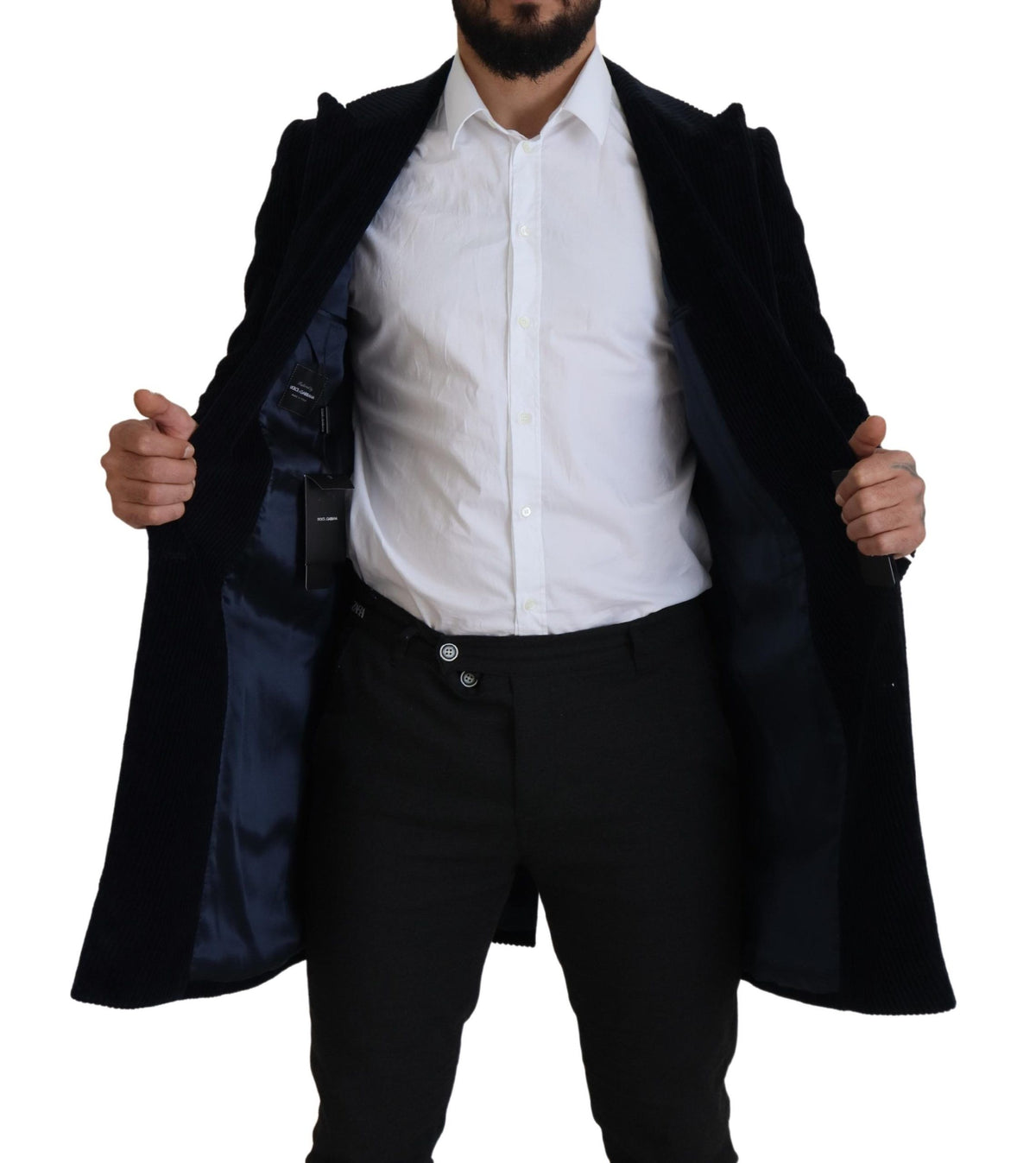 Dolce & Gabbana Black Cotton Cardigan Long Coat Men Men's Jacket