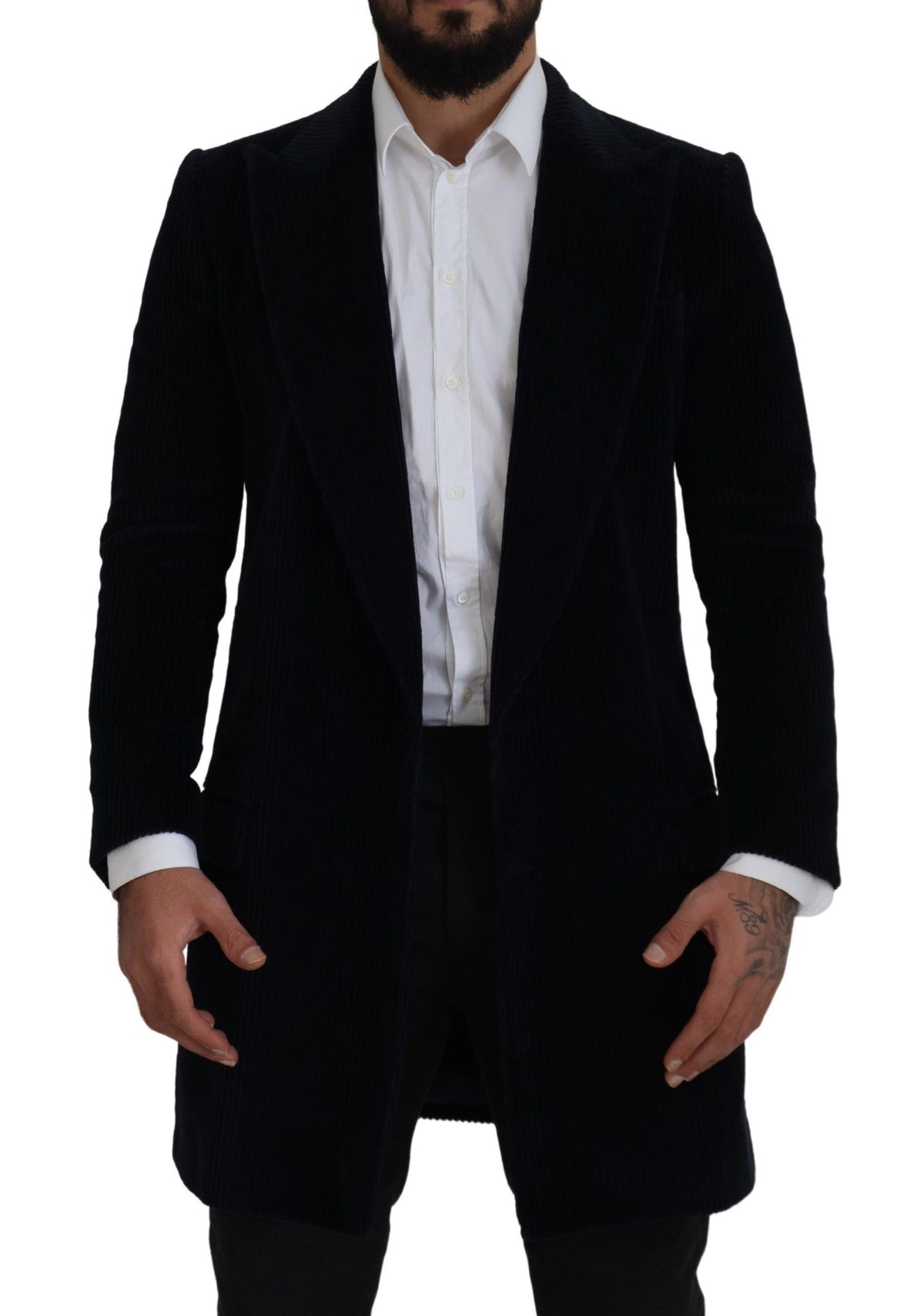 Dolce & Gabbana Black Cotton Cardigan Long Coat Men Men's Jacket
