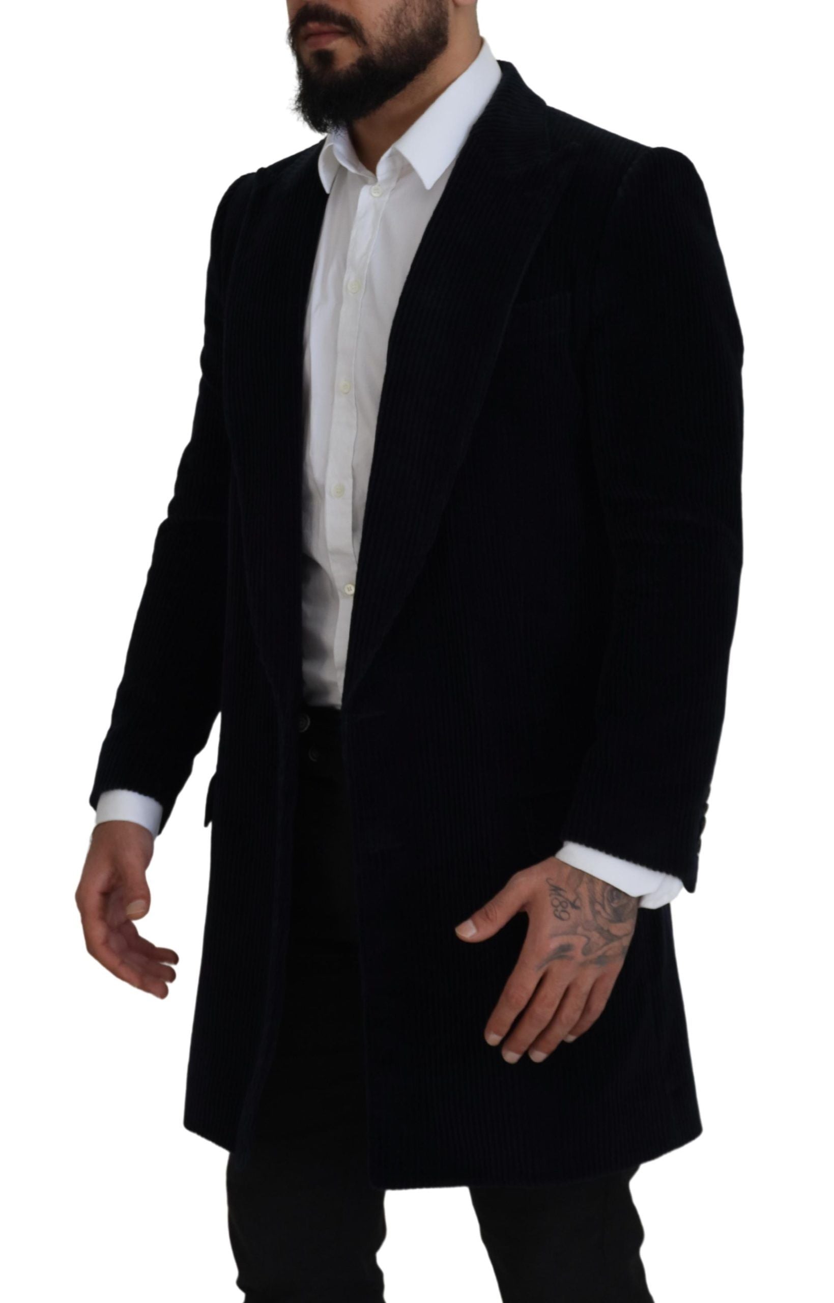 Dolce & Gabbana Black Cotton Cardigan Long Coat Men Men's Jacket