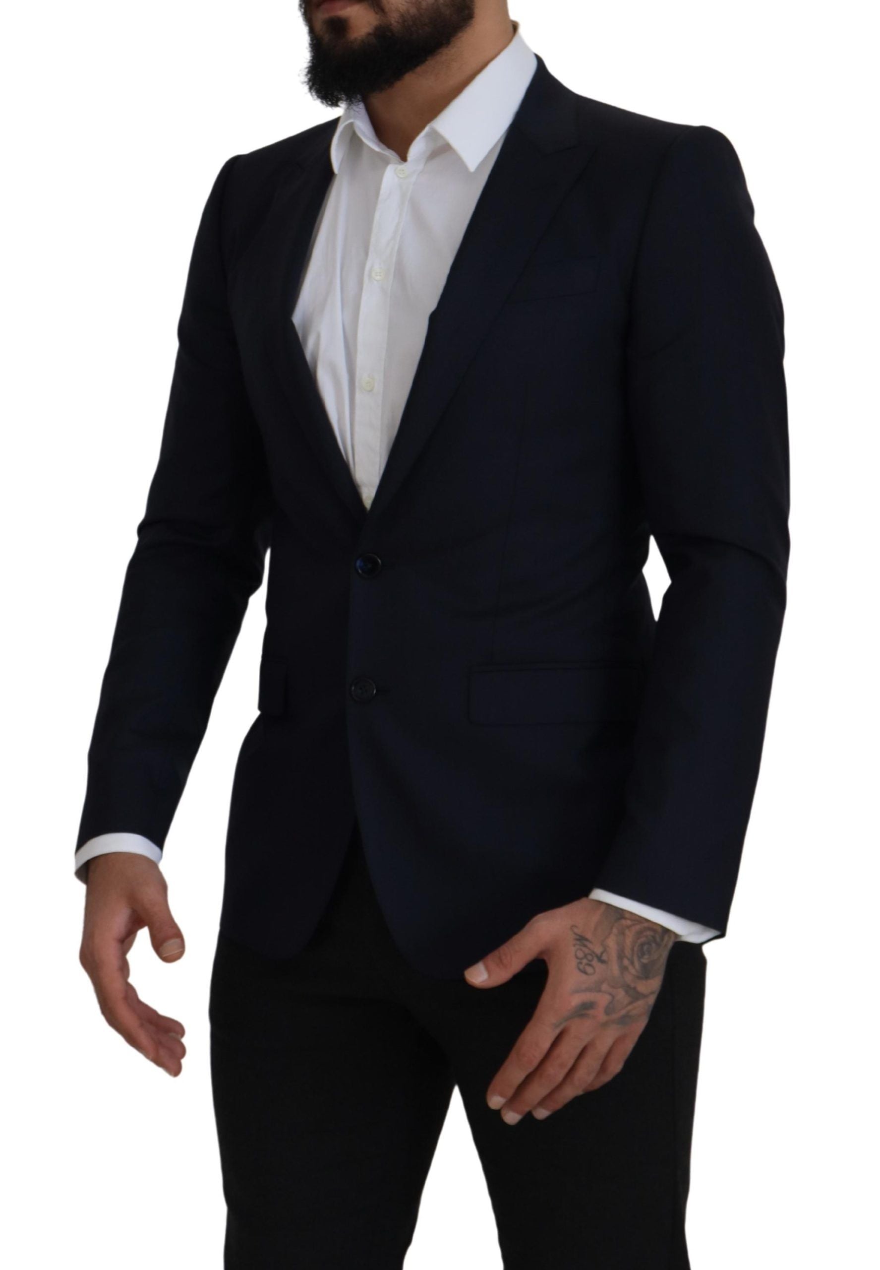 Dolce & Gabbana Blue Wool Single Breasted Coat Men's Blazer