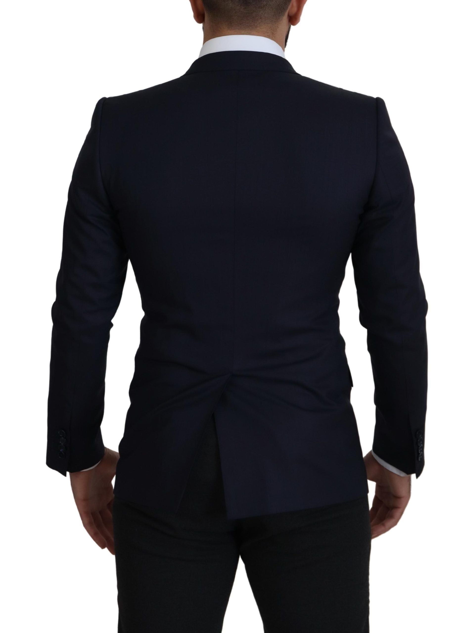 Dolce & Gabbana Blue Wool Single Breasted Coat Men's Blazer