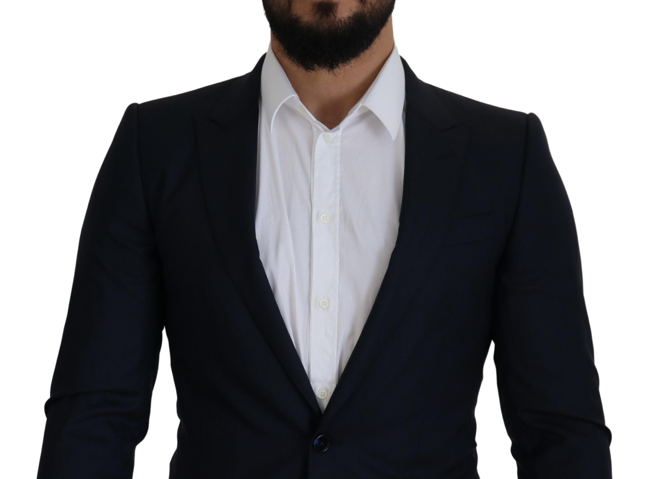 Dolce & Gabbana Blue Wool Single Breasted Coat Men's Blazer