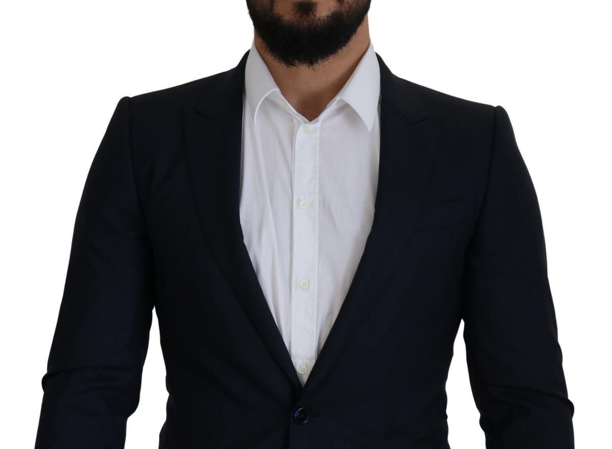 Dolce & Gabbana Blue Wool Single Breasted Coat Men's Blazer