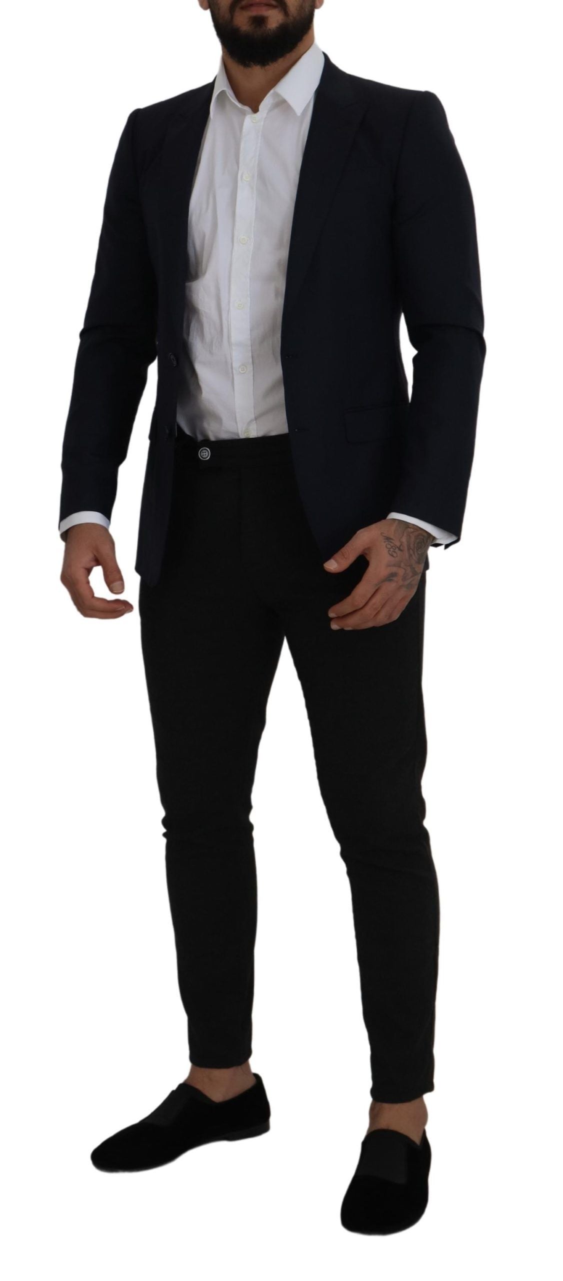 Dolce & Gabbana Blue Wool Single Breasted Coat Men's Blazer
