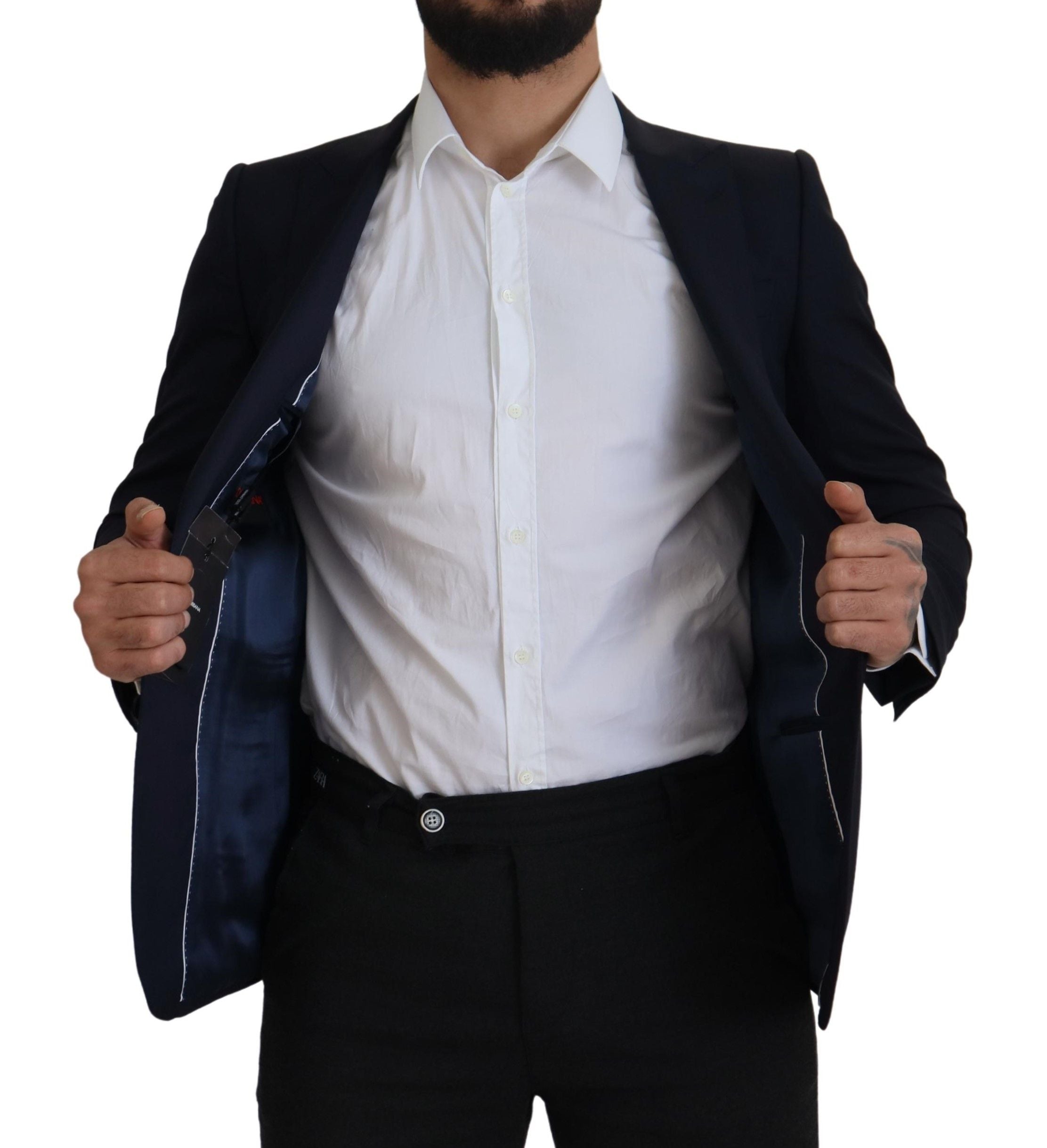 Dolce & Gabbana Blue Wool Single Breasted Coat Men's Blazer