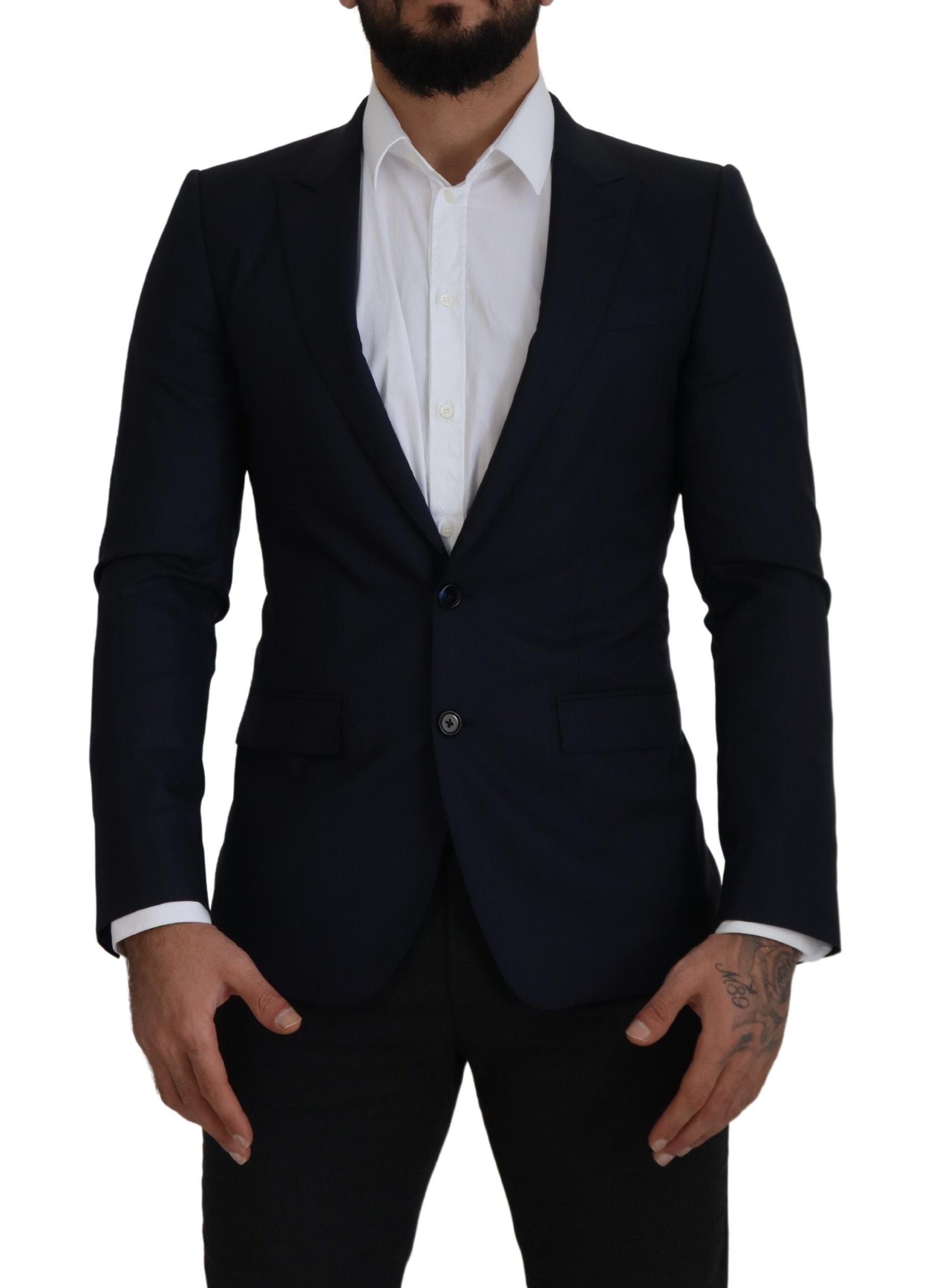 Dolce & Gabbana Blue Wool Single Breasted Coat Men Men's Blazer