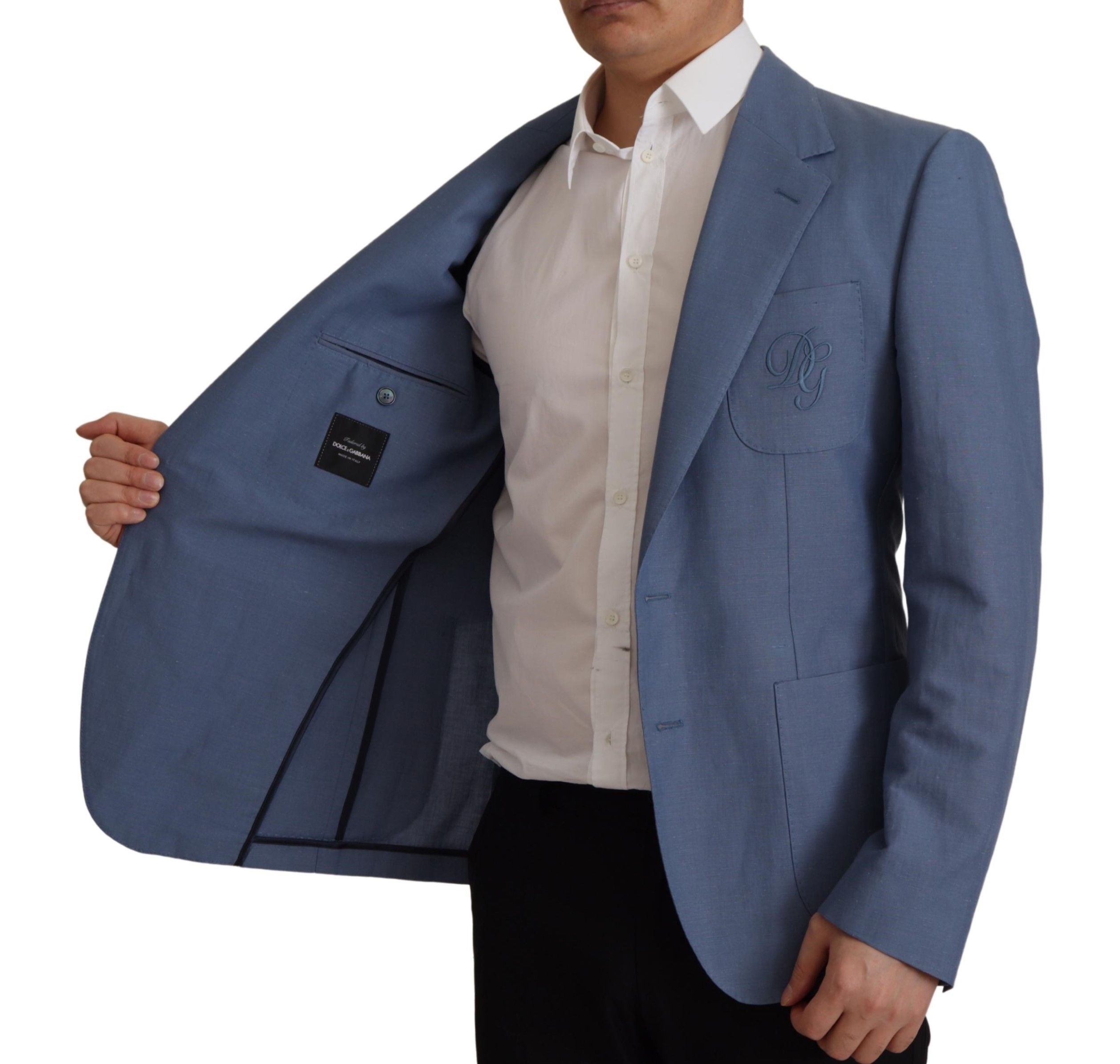 Dolce & Gabbana Blue Single Breasted Logo Blazer Men's Jacket