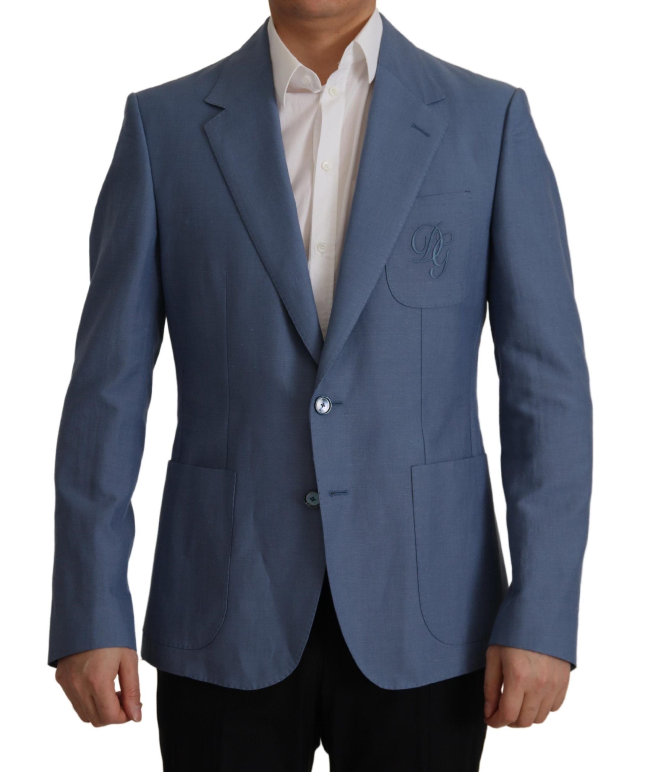 Dolce & Gabbana Blue Single Breasted Logo Blazer Men's Jacket