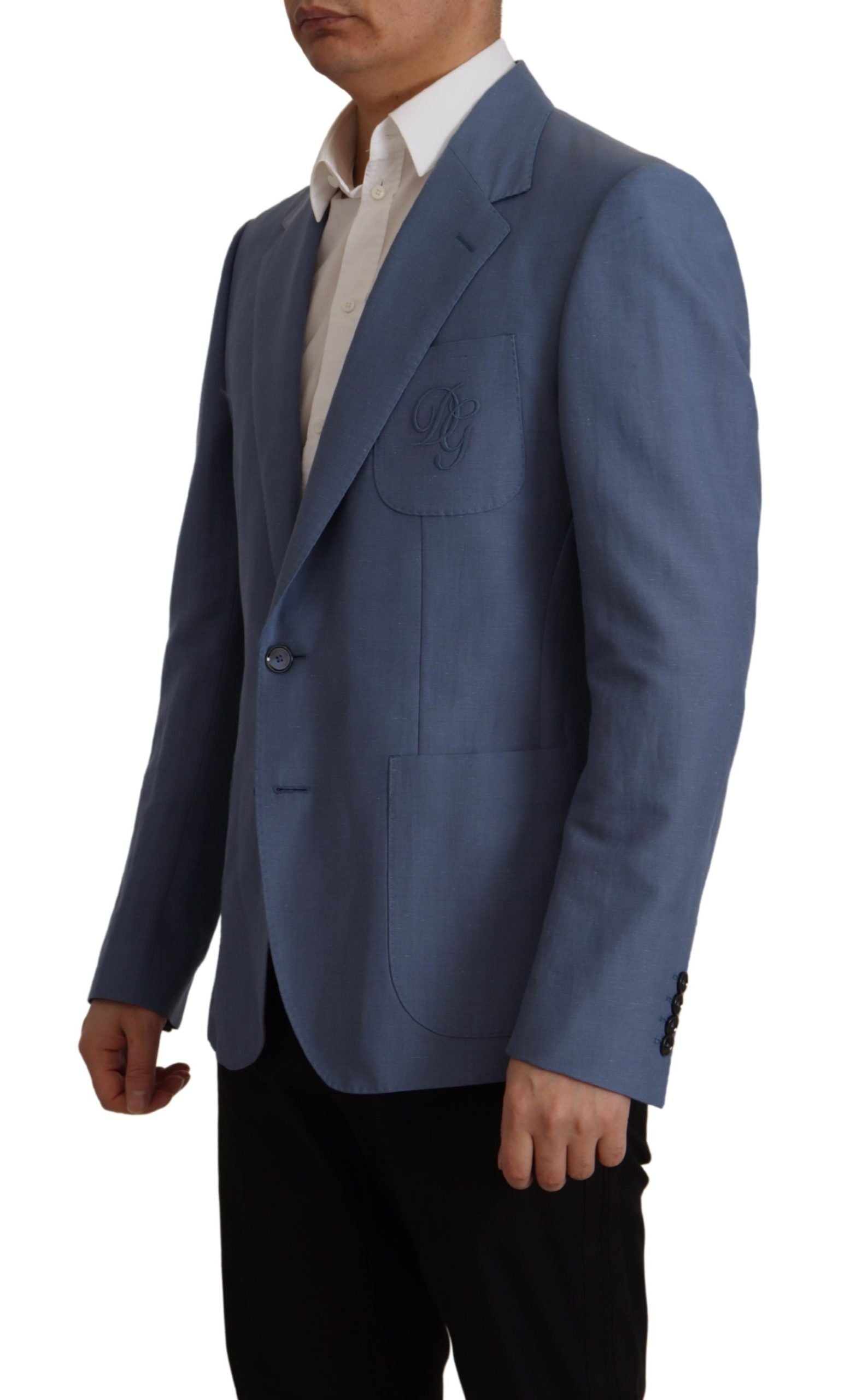 Dolce & Gabbana Blue Single Breasted Logo Blazer Men's Jacket