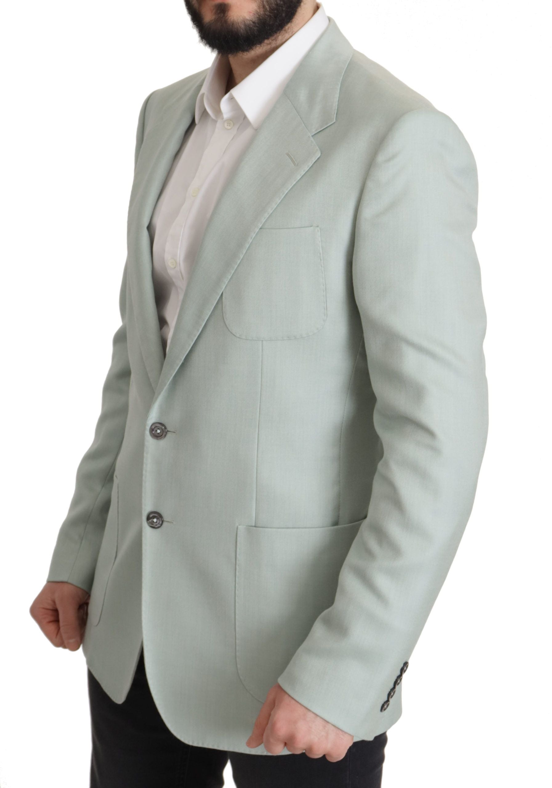 Dolce & Gabbana Elegant Mint Green Silk-Cashmere Men's Blazer