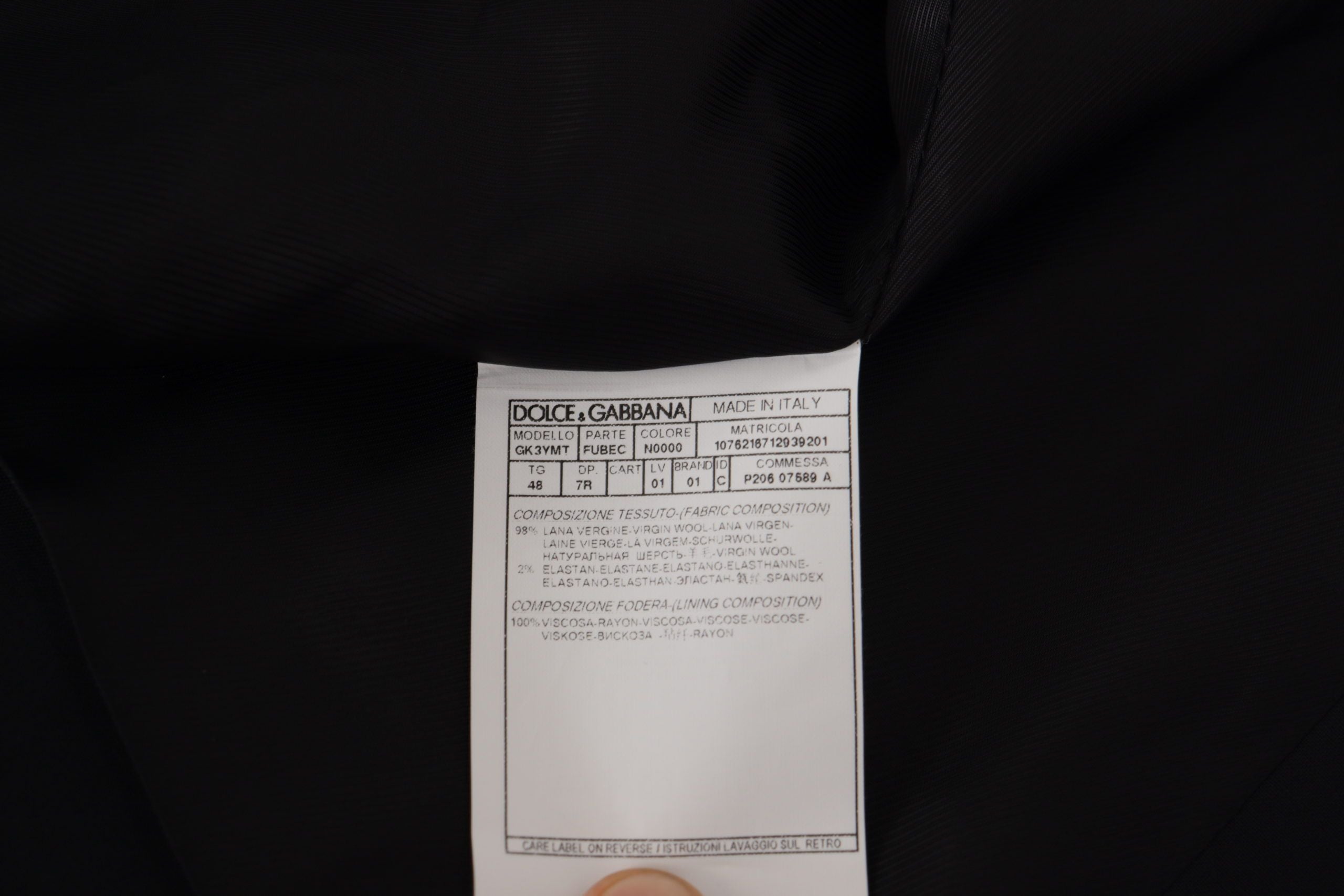 Dolce & Gabbana Black Jacket Vest 2 Piece MARTINI Men's Blazer
