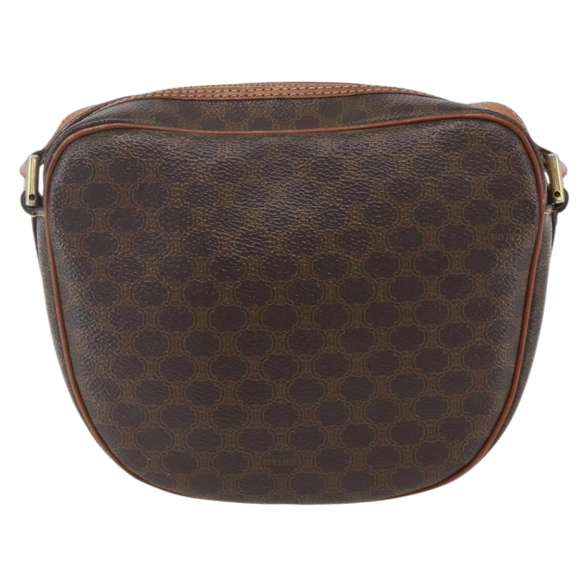 Celine Vintage Macadam Canvas And Leather Brown Canvas Shoulder Bag Bag (Pre-Owned)