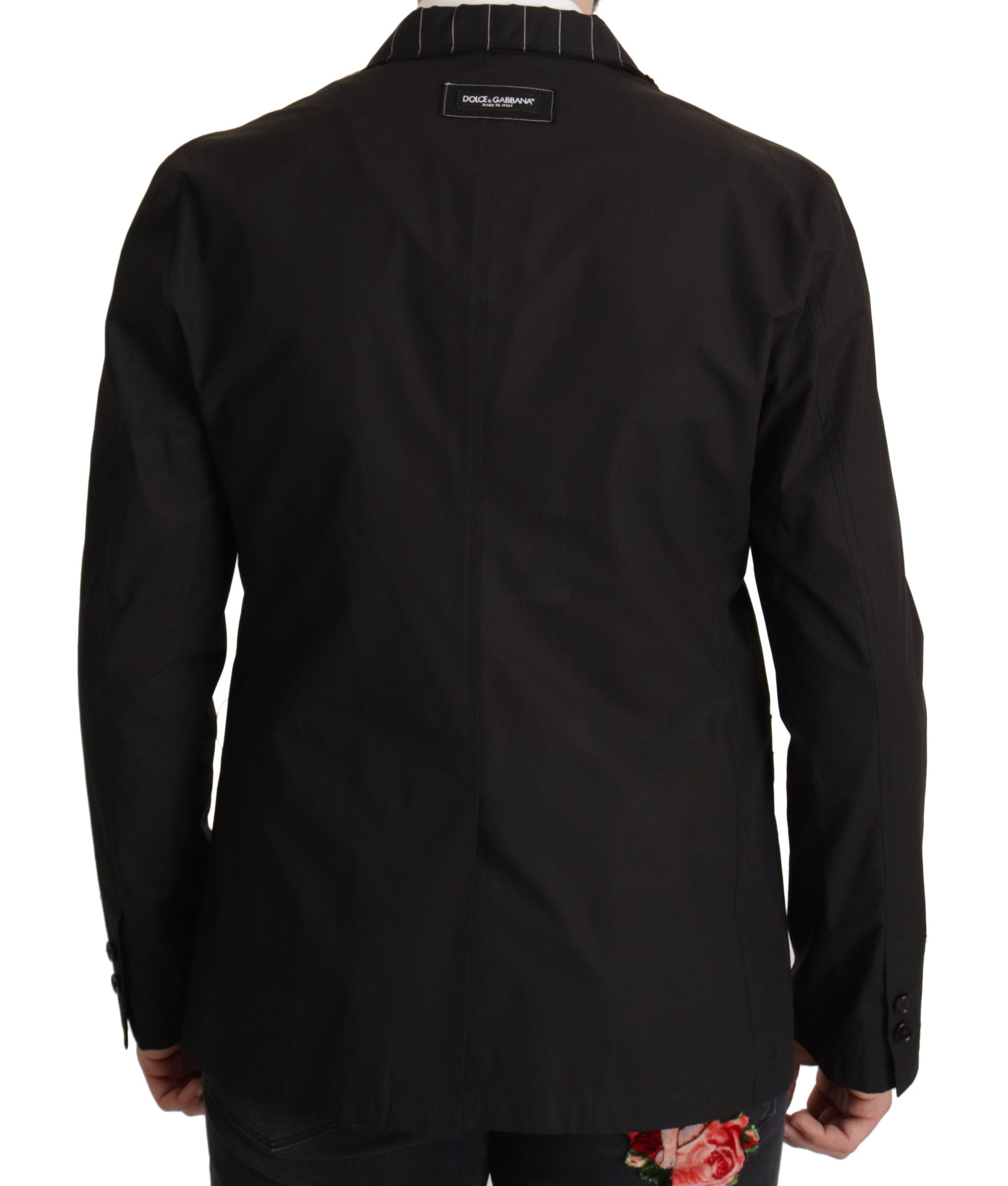 Dolce & Gabbana Black Cotton Single Breasted Blazer Men's Jacket