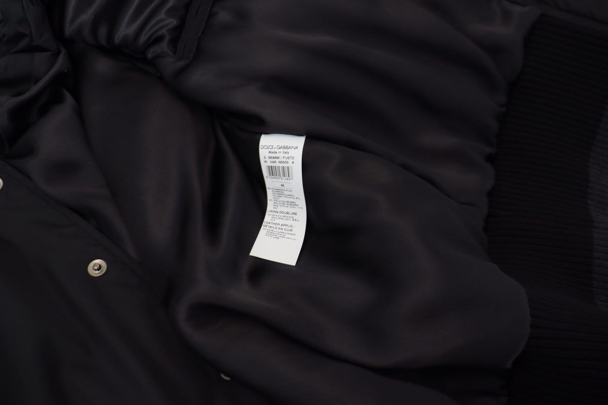 Dolce & Gabbana Black Nylon Crystals Coat Buttons Men's Jacket