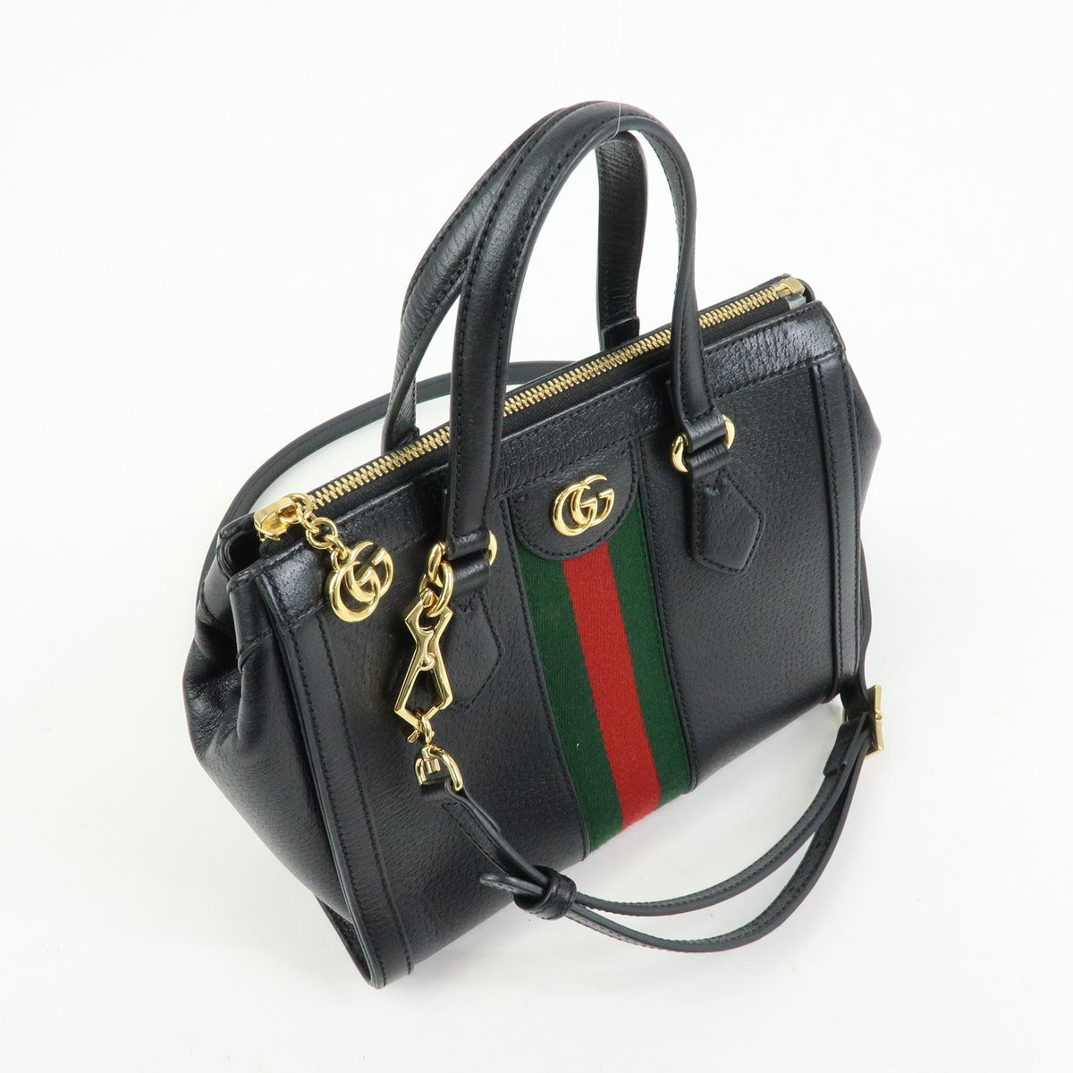 Gucci Ophidia Top Handle Leather Black Leather Tote Bag Bag (Pre-Owned)