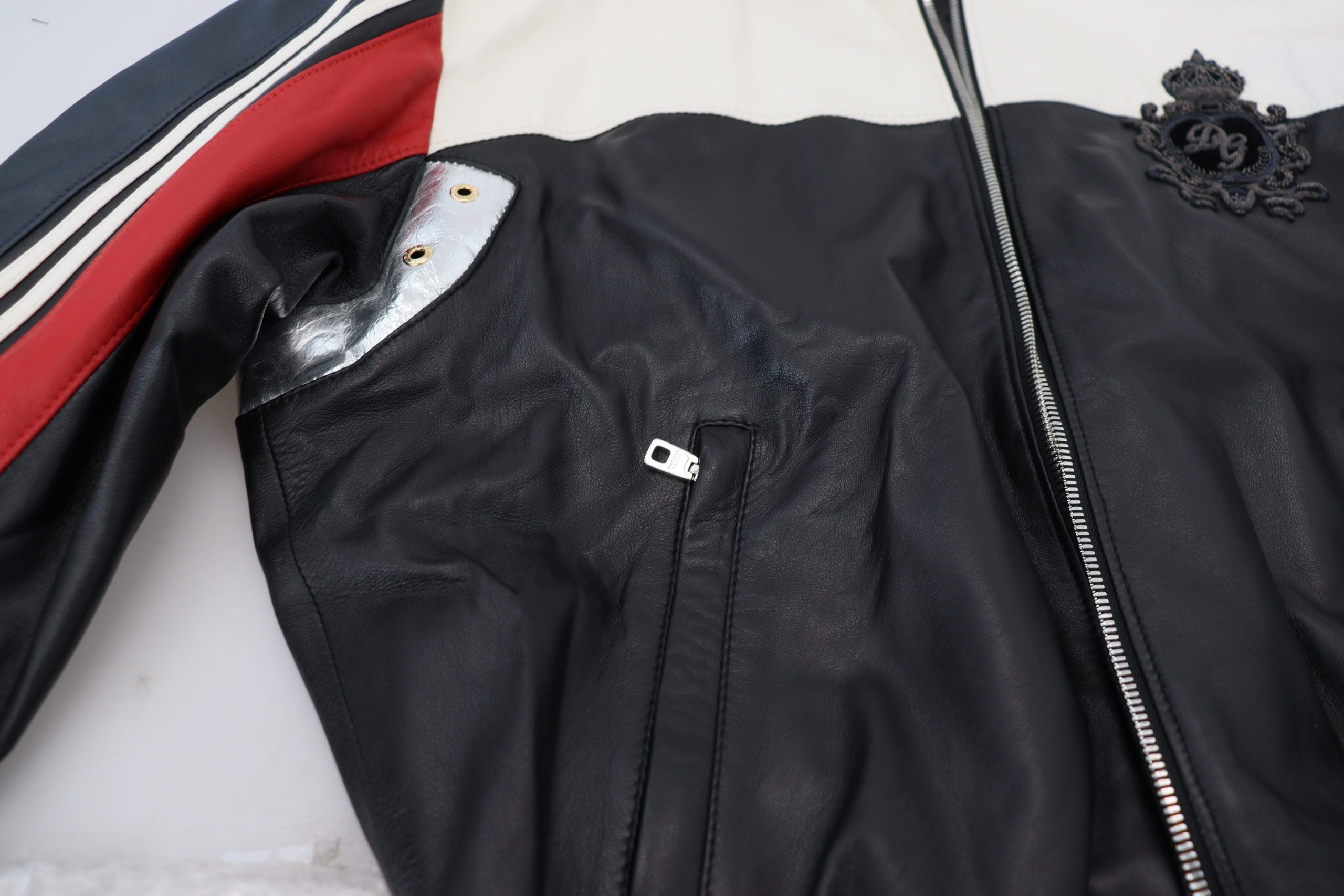 Dolce & Gabbana Black Leather Hooded Blouson Coat Men's Jacket