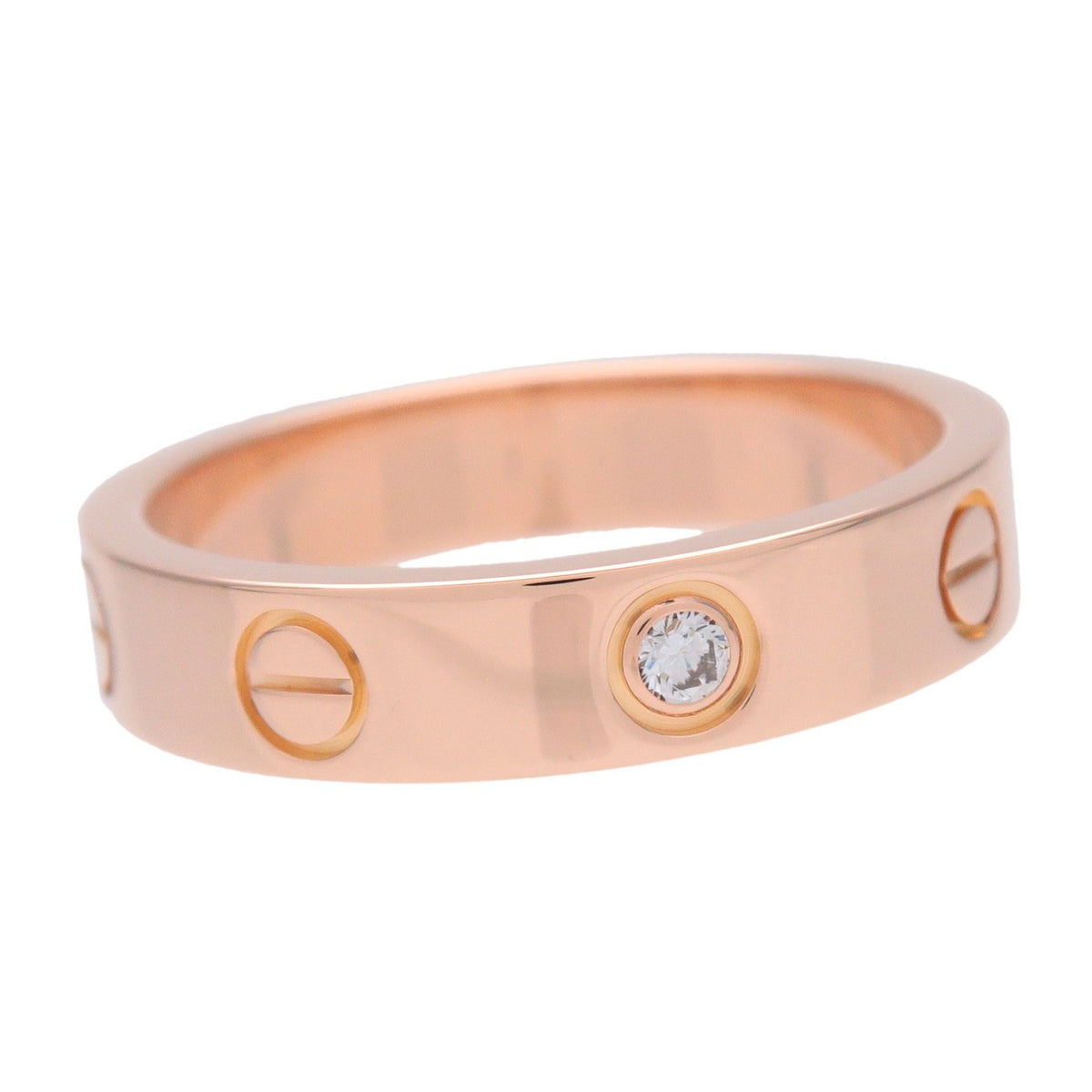 Cartier Love Wedding Band 1 Diamond 18K Rose Gold With Diamond Gold Rose_Gold Ring Jewelry (Pre-Owned)