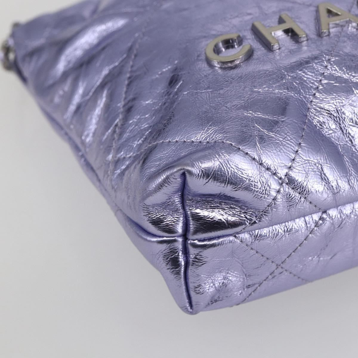 Chanel 22 Chain Hobo Quilted Calfskin Purple Leather Shoulder Bag Bag (Pre-Owned)