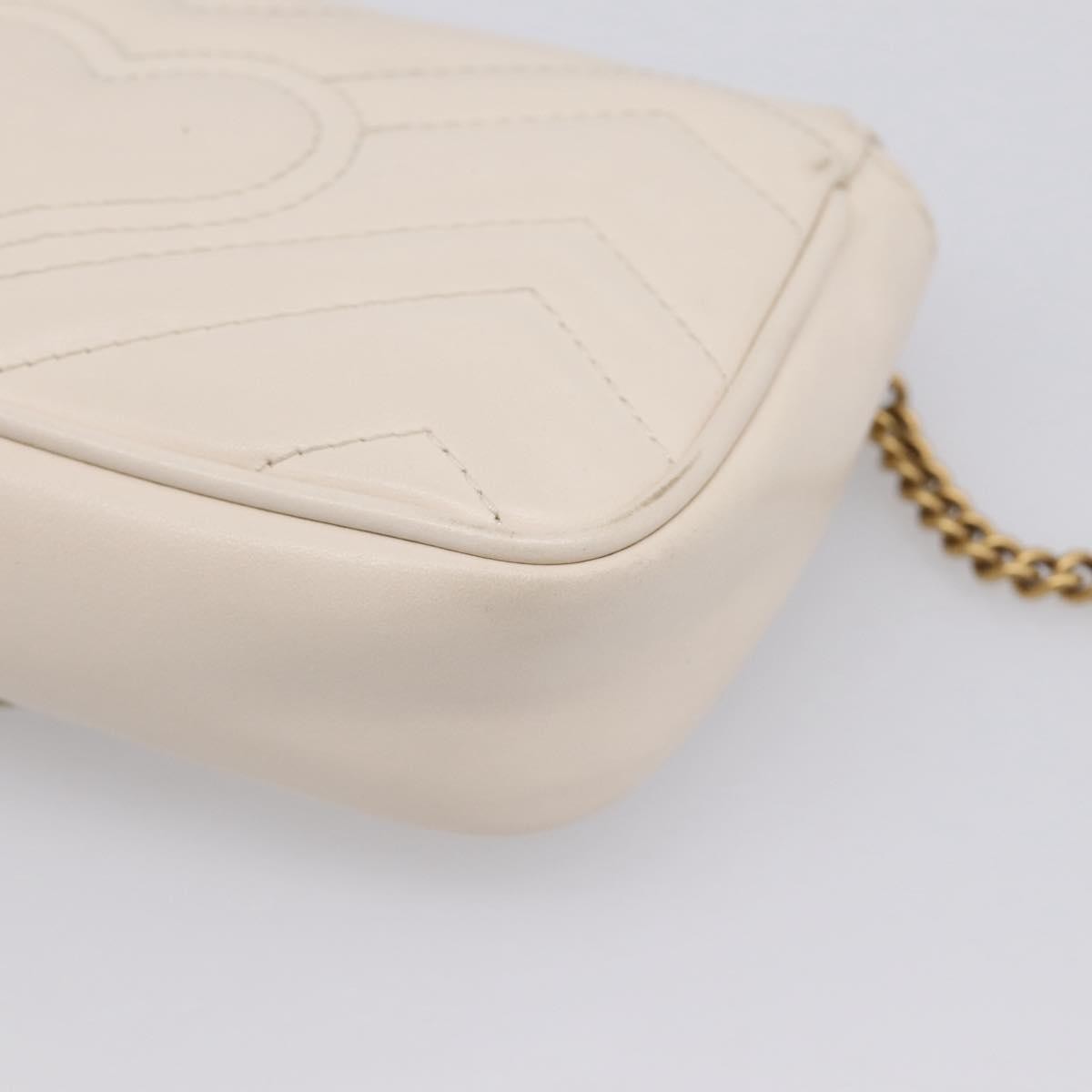 Gucci Gg Marmont Flap Chain Gg Coated Canvas And Leather Beige Leather Shoulder Bag Bag (Pre-Owned)