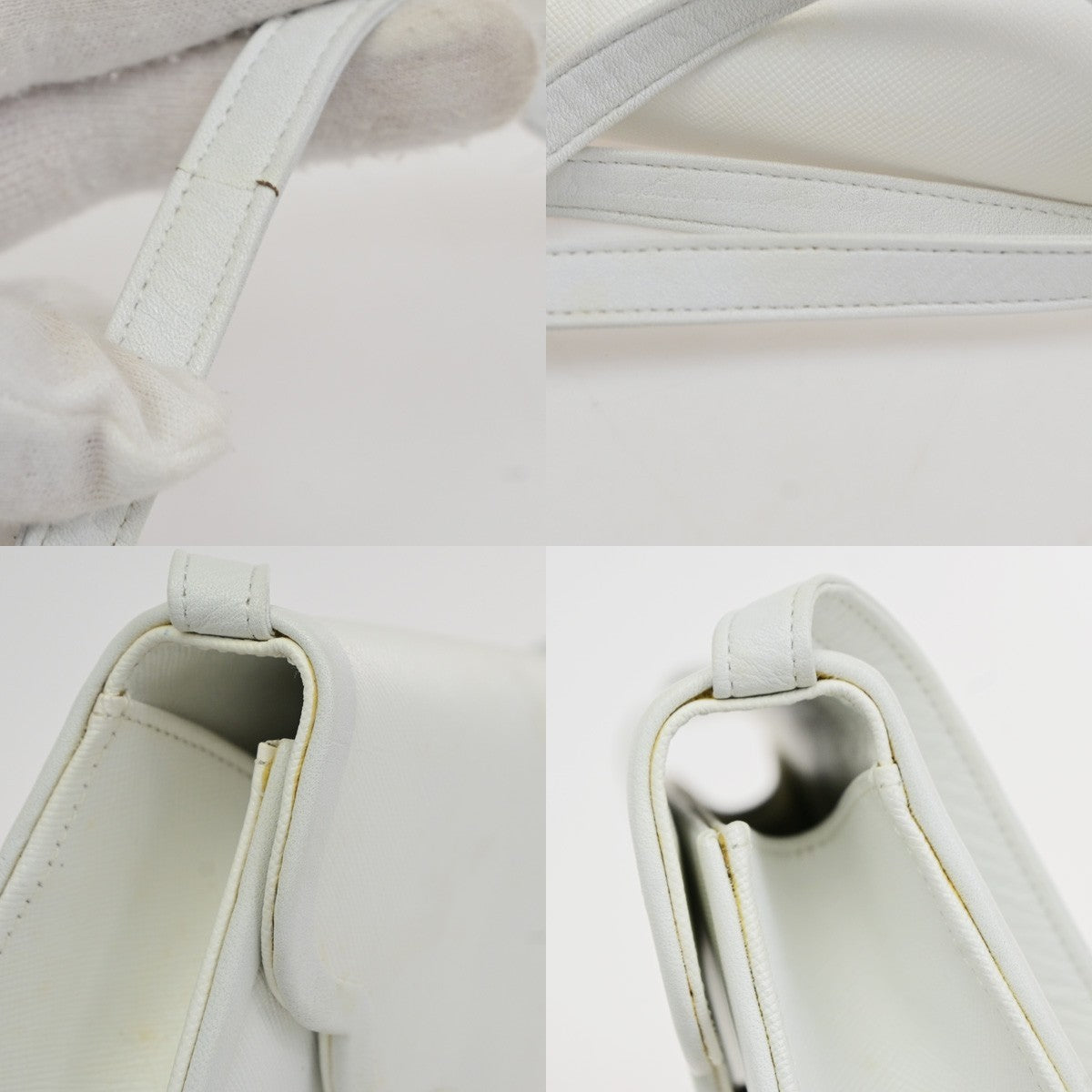 Saint Laurent Vintage Shoulder Bag Leather White Leather Shoulder Bag Bag (Pre-Owned)