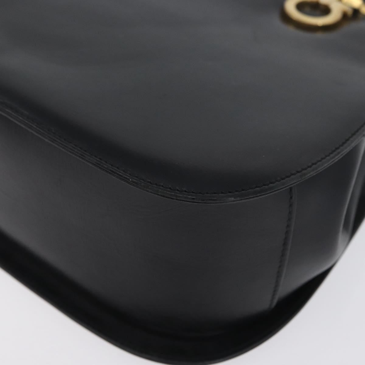 Salvatore Ferragamo Gancini Leather Black Leather Handbag (Pre-Owned)