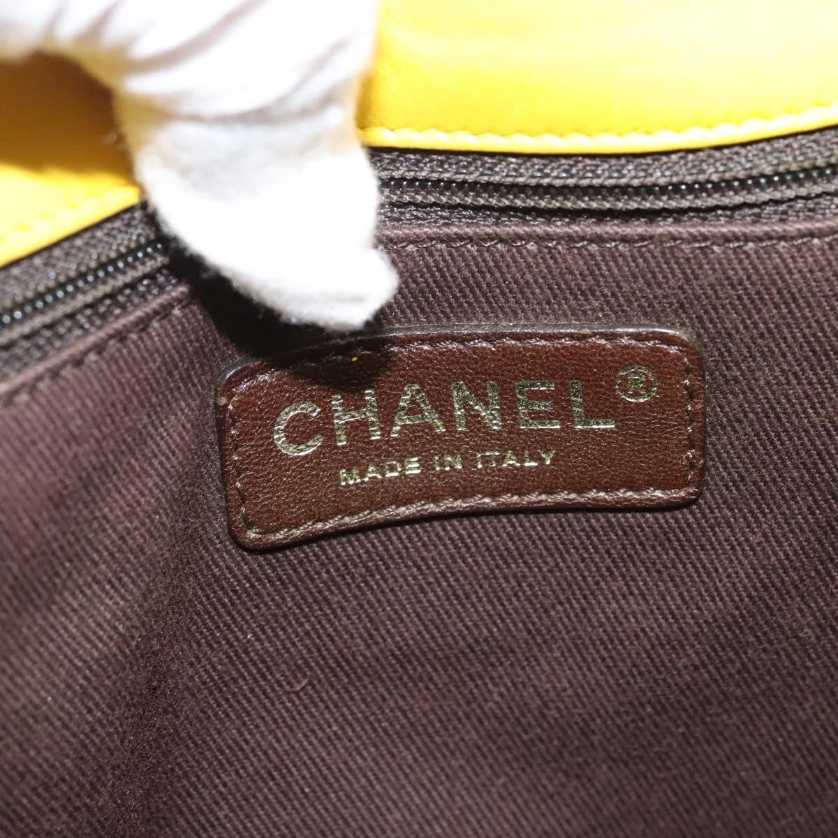 Chanel Two Tone Mademoiselle Lock Flap Quilted Lambskin Yellow Leather Shoulder Bag Bag (Pre-Owned)