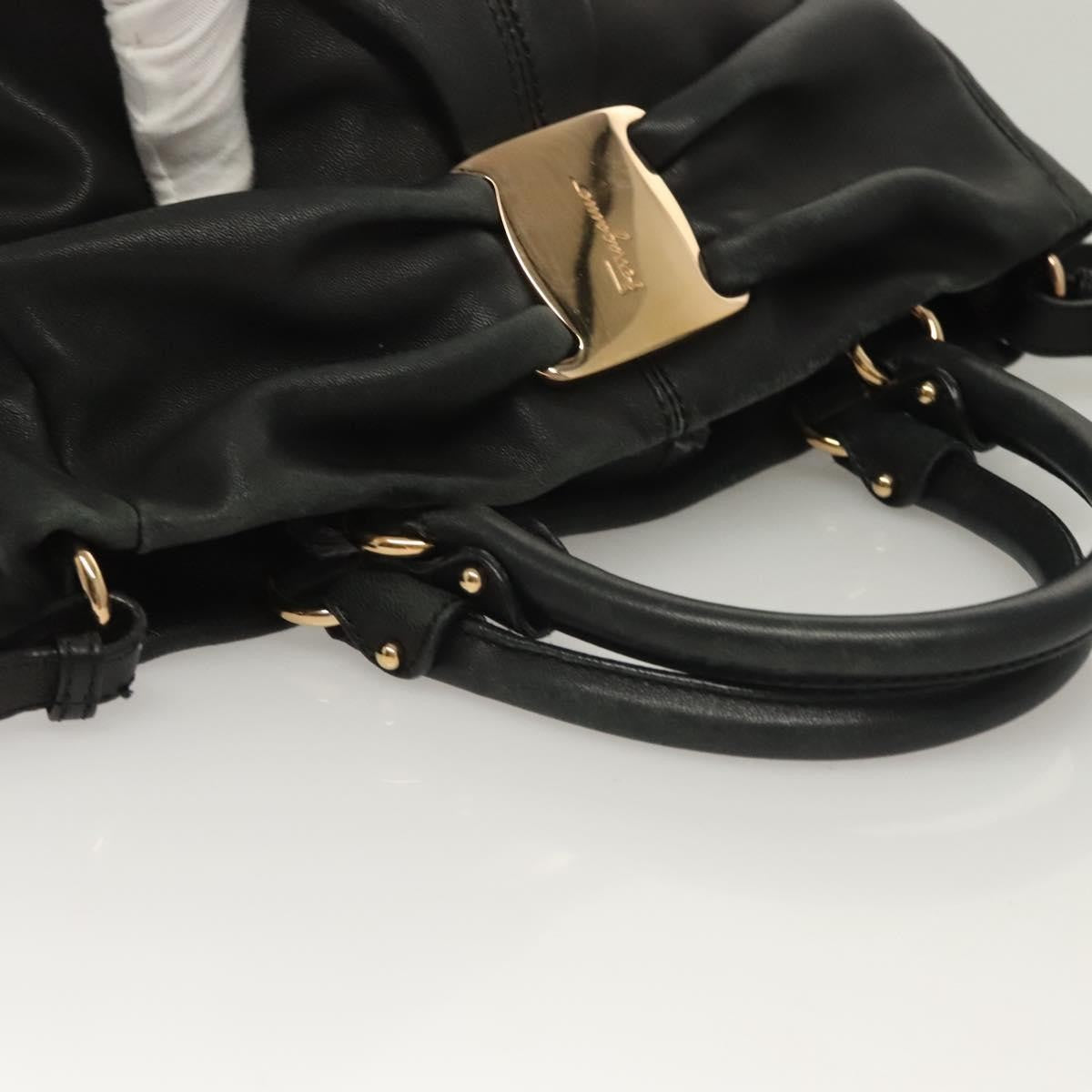 Salvatore Ferragamo Vala Leather Black Leather Handbag (Pre-Owned)