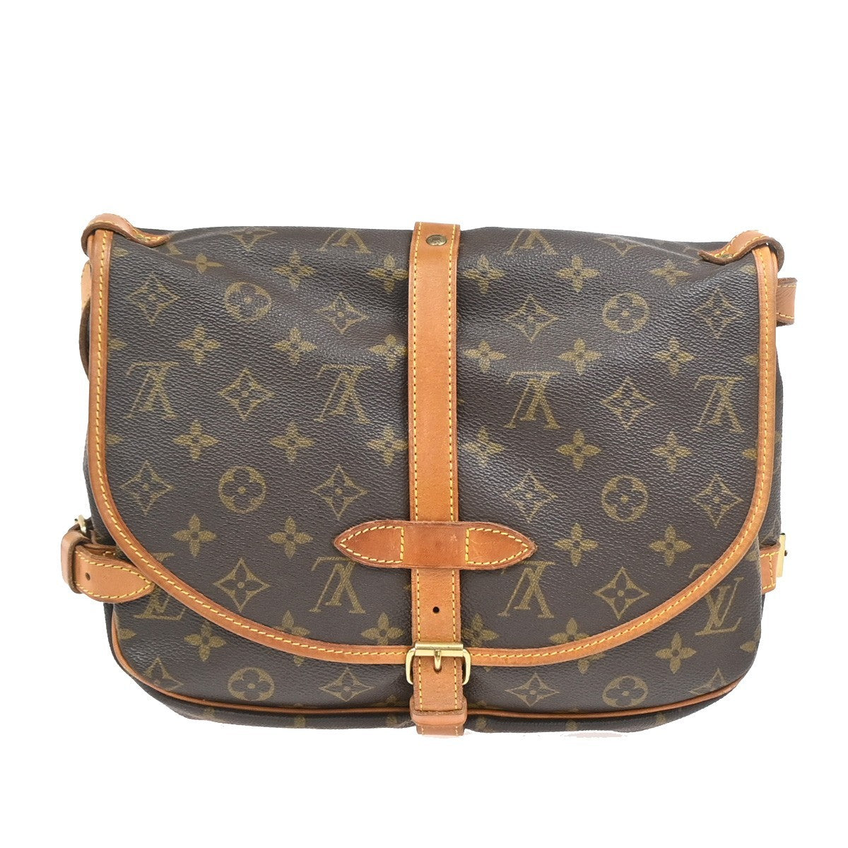 Louis Vuitton Saumur Monogram Brown Leather Shoulder Bag Bag (Pre-Owned)