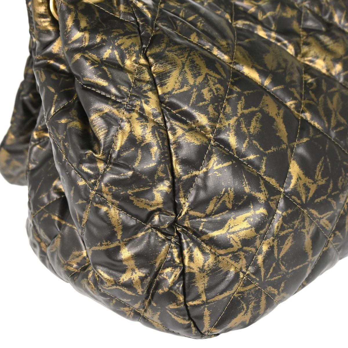 Chanel Accordion Flap Quilted Printed Nylon Black Nylon Shoulder Bag Bag (Pre-Owned)