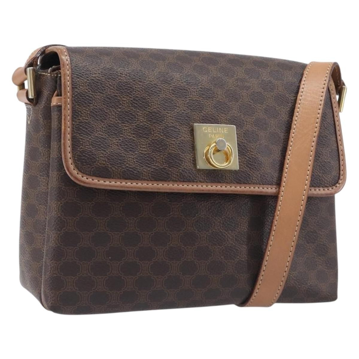 Celine Macadam Shoulder Canvas Brown Canvas Crossbody Bag Bag (Pre-Owned)
