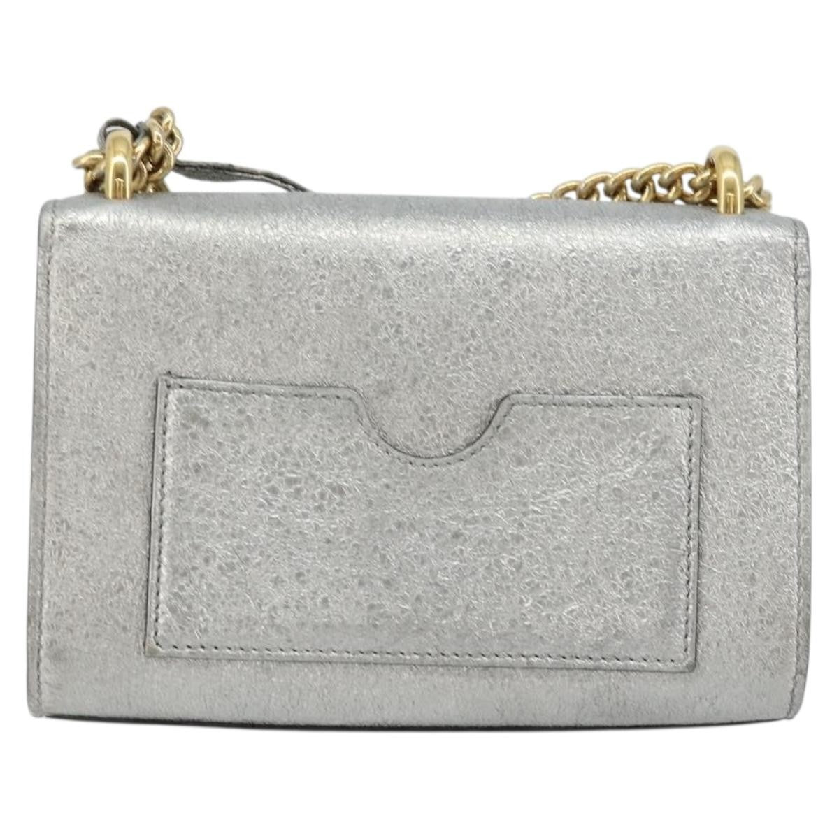 Gucci Padlock Shoulder Bag Nm Gg Coated Canvas And Leather Silver Leather Shoulder Bag Bag (Pre-Owned)