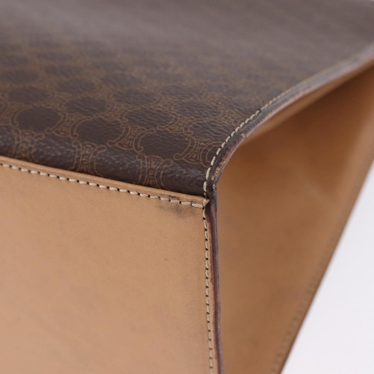 Celine Vintage Macadam Canvas And Leather Brown Canvas Handbag (Pre-Owned)