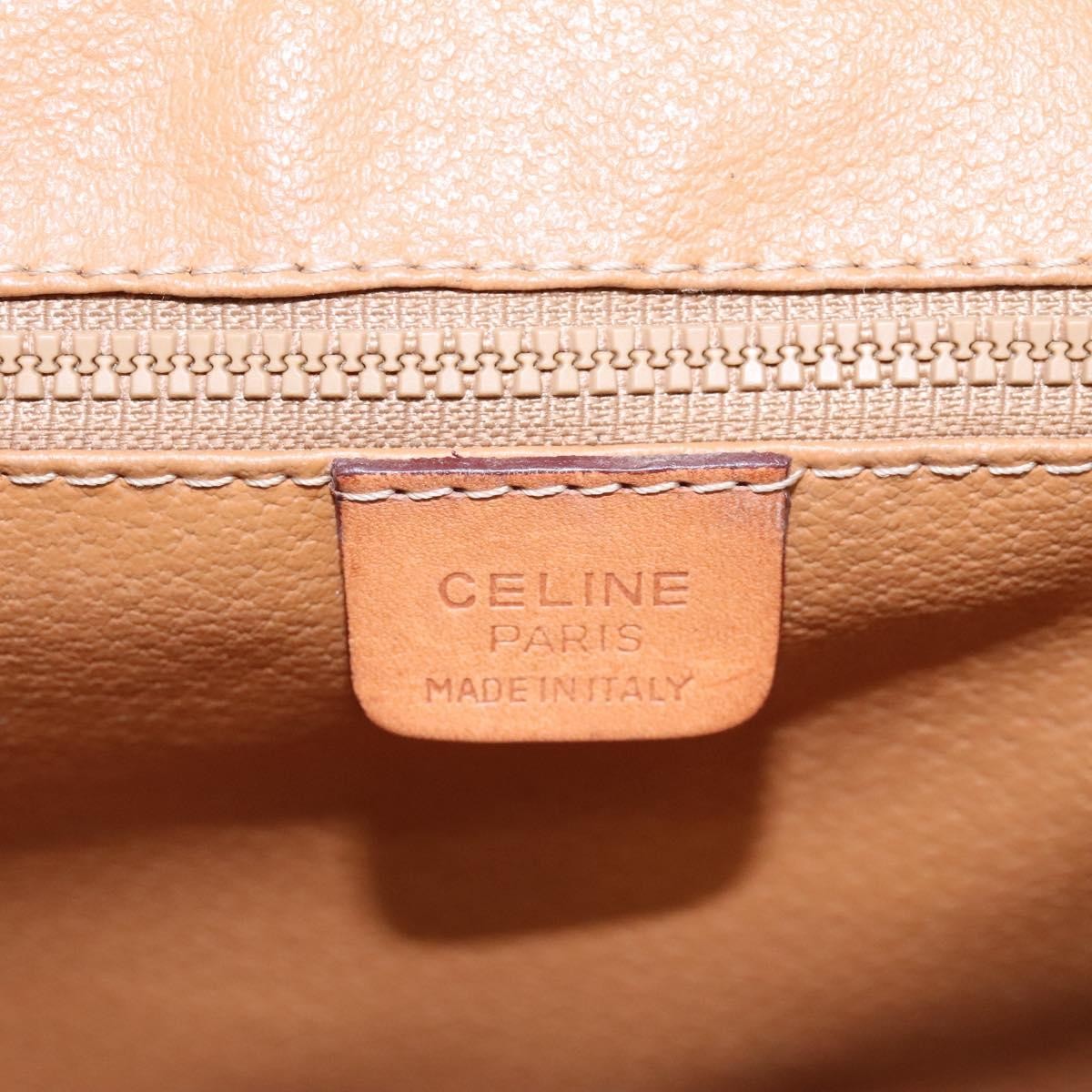 Celine Vintage Macadam Circle Logo Canvas And Leather Brown Canvas Shoulder Bag Bag (Pre-Owned)
