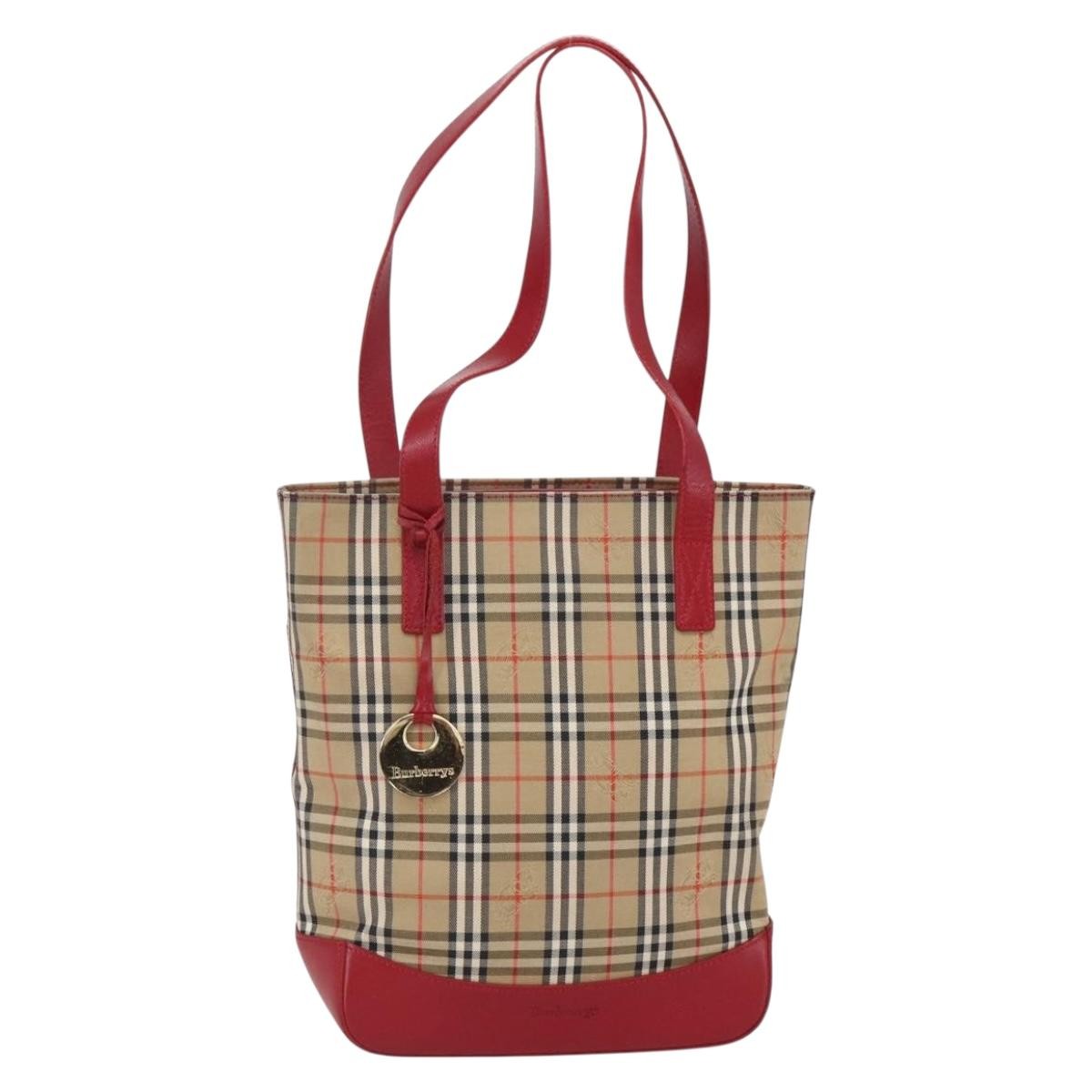 Burberry Nova Check Tote Canvas Check Pattern Beige Canvas Tote Bag Bag (Pre-Owned)
