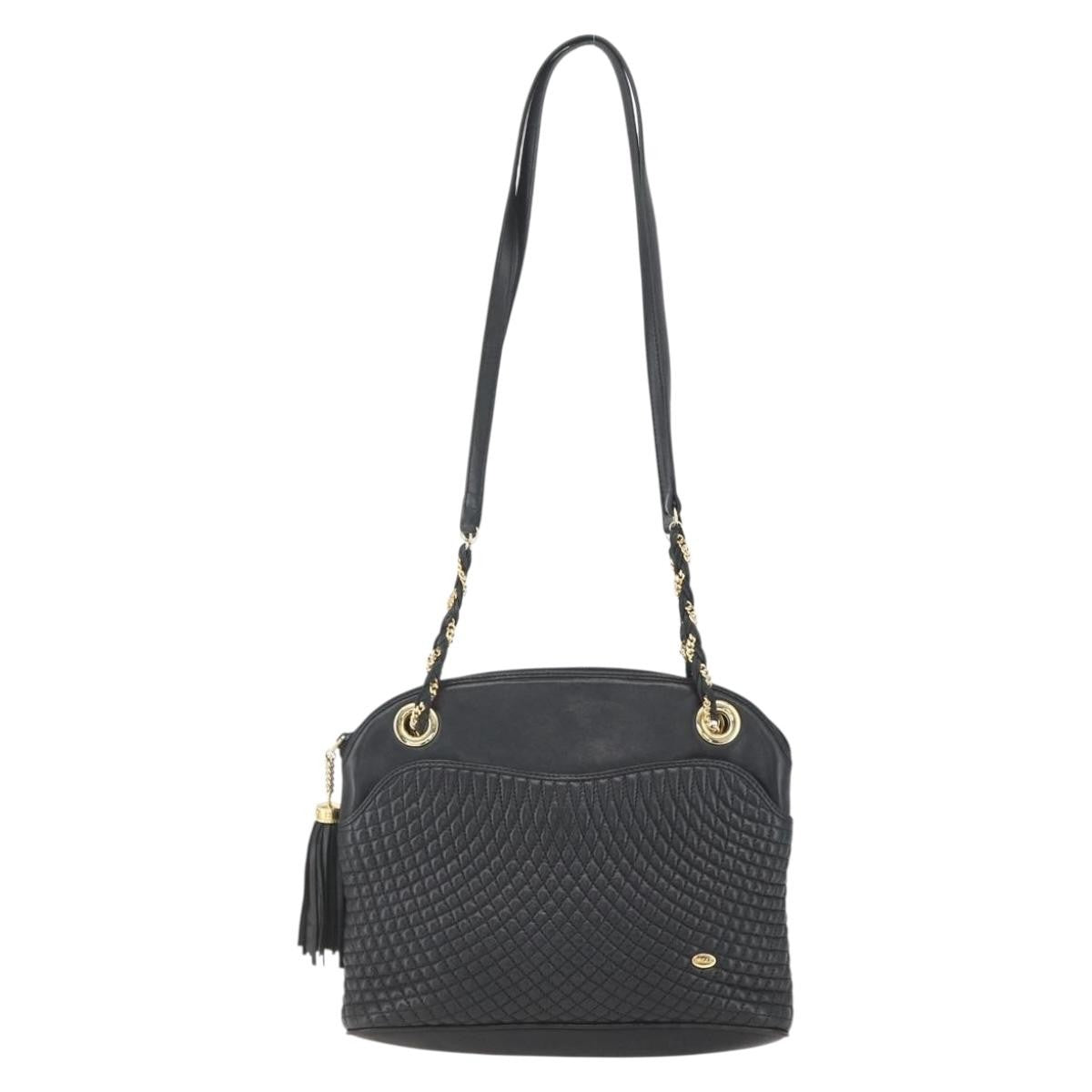 Bally Vintage Chain Quilted Leather Black Leather Shoulder Bag Bag (Pre-Owned)