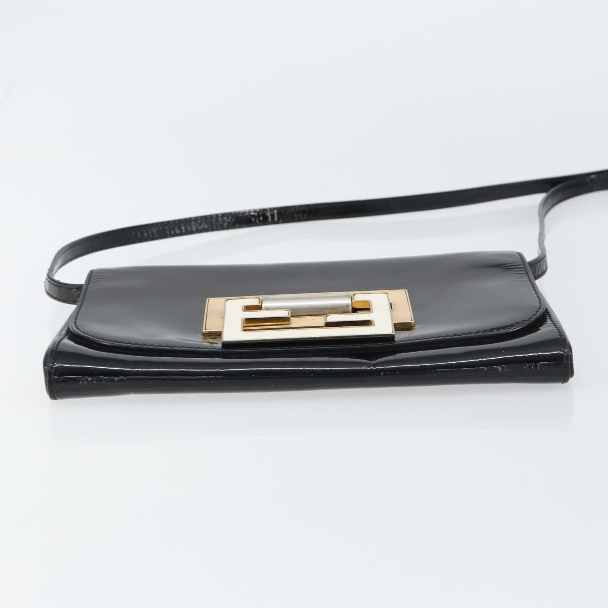 Fendi Vintage Enamel Black Patent_Leather Shoulder Bag Bag (Pre-Owned)