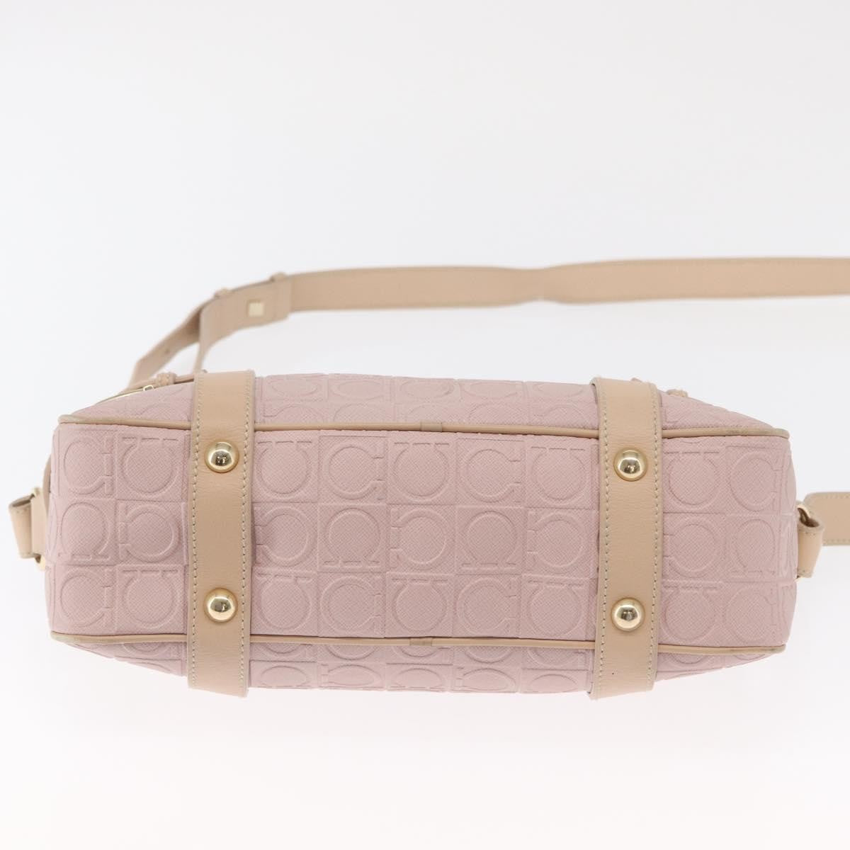 Salvatore Ferragamo Gancini Leather Pink Leather Shoulder Bag Bag (Pre-Owned)