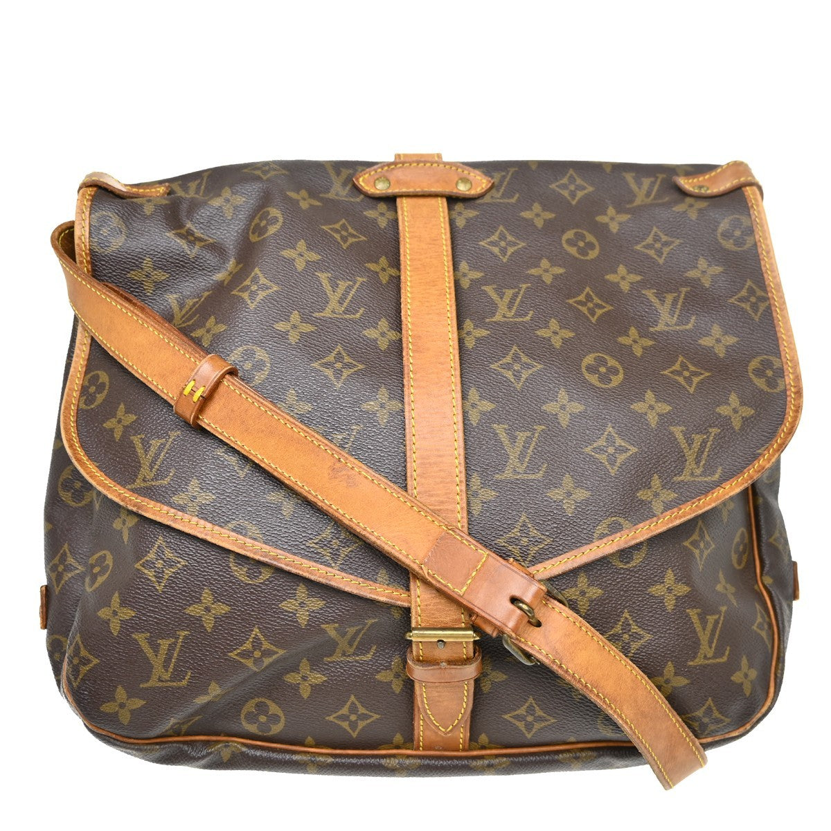 Louis Vuitton Saumur Monogram Canvas Brown Canvas Shoulder Bag Bag (Pre-Owned)