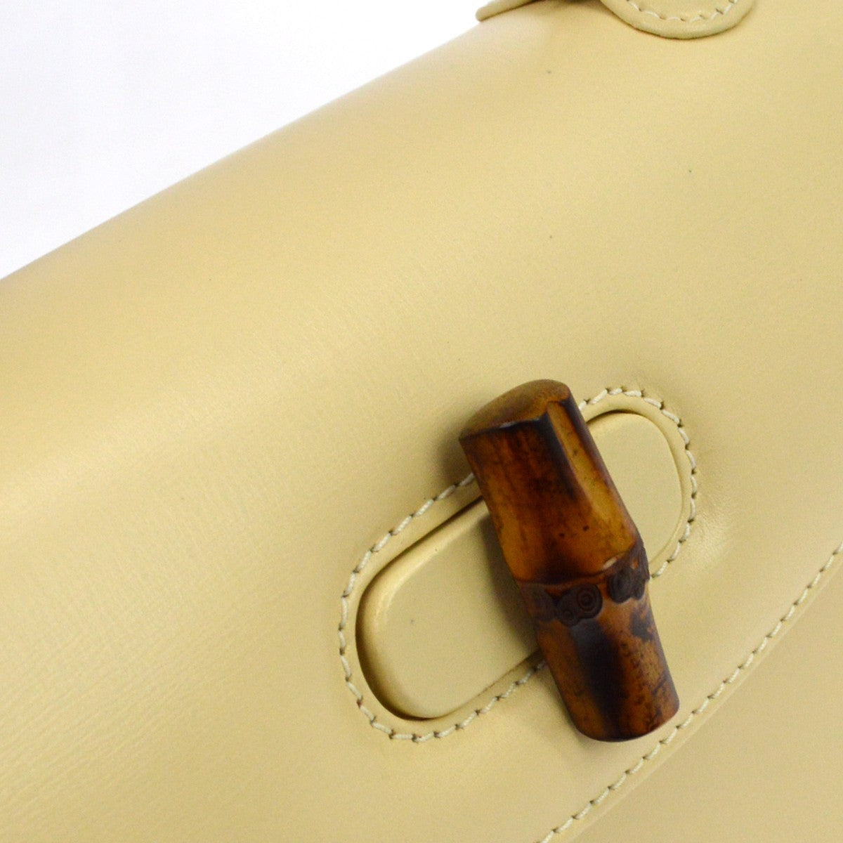 Gucci Vintage Bamboo Top Handle Leather Beige Leather Handbag (Pre-Owned)