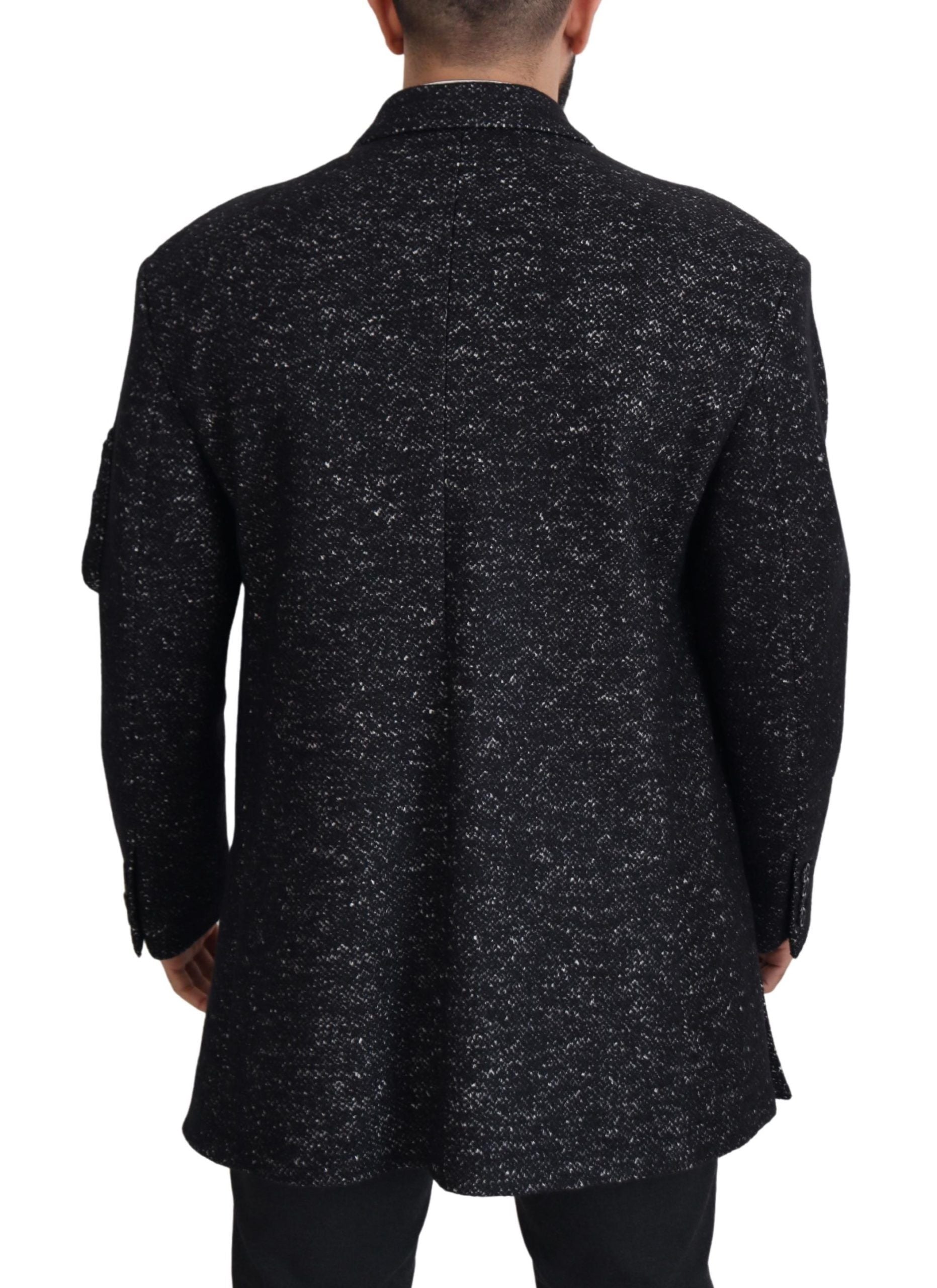 Dolce & Gabbana Black Wool Double Breasted Coat Men Men's Jacket