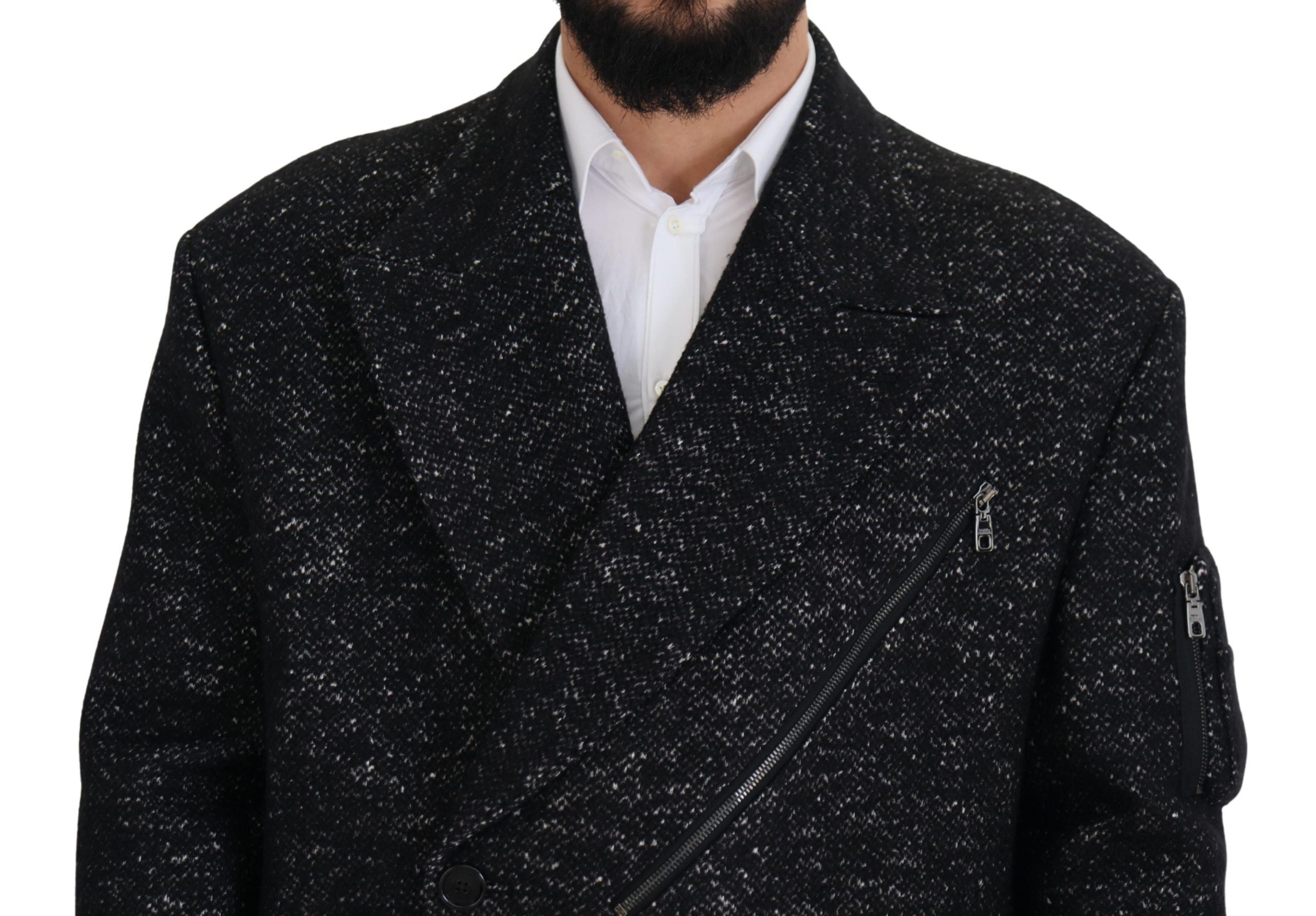 Dolce & Gabbana Black Wool Double Breasted Coat Men Men's Jacket